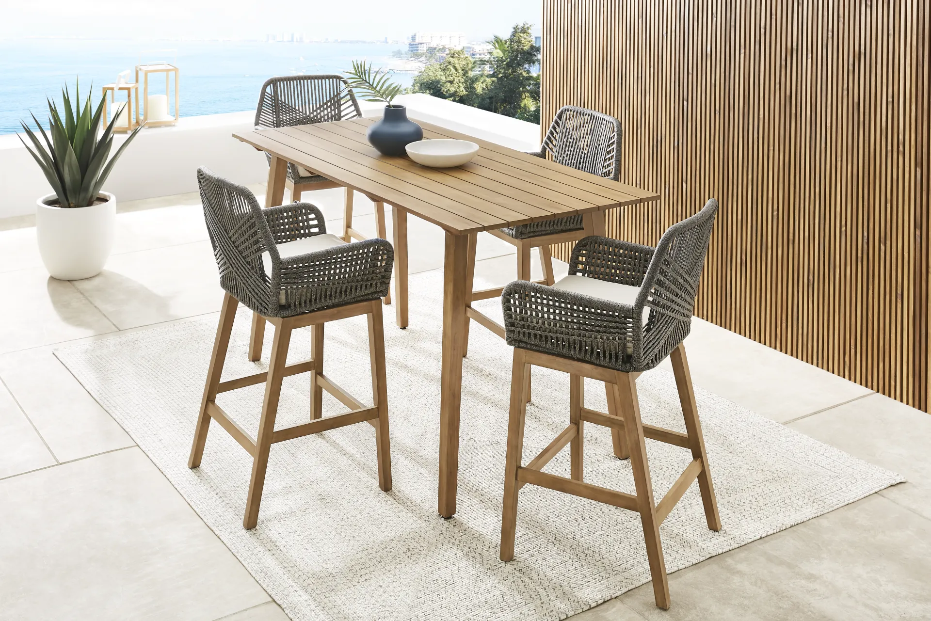 Tessere Natural Rectangle Outdoor Bar Table - Image 1