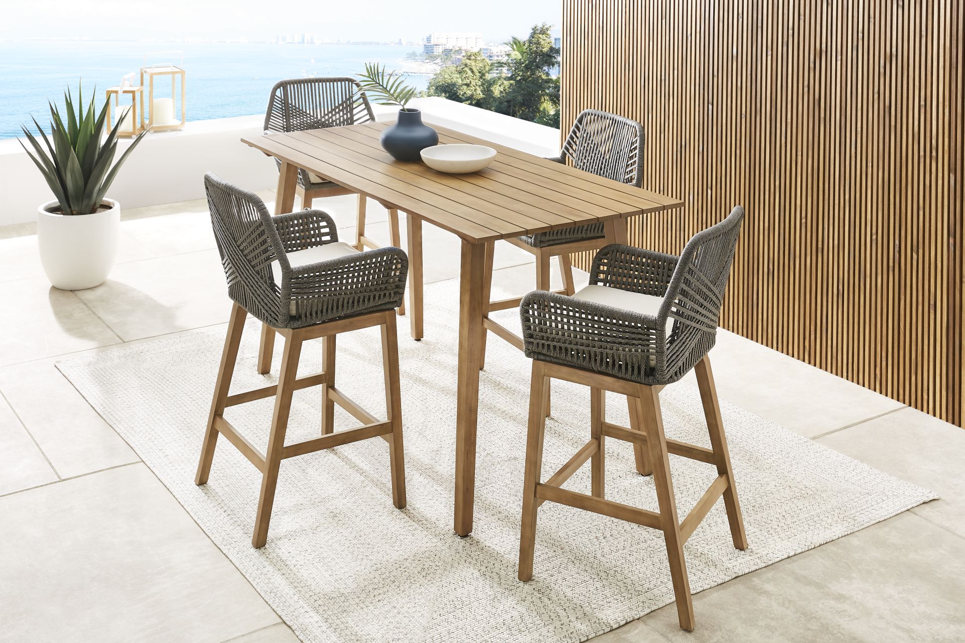 Tessere Natural Rectangle Outdoor Bar Table - Image 2