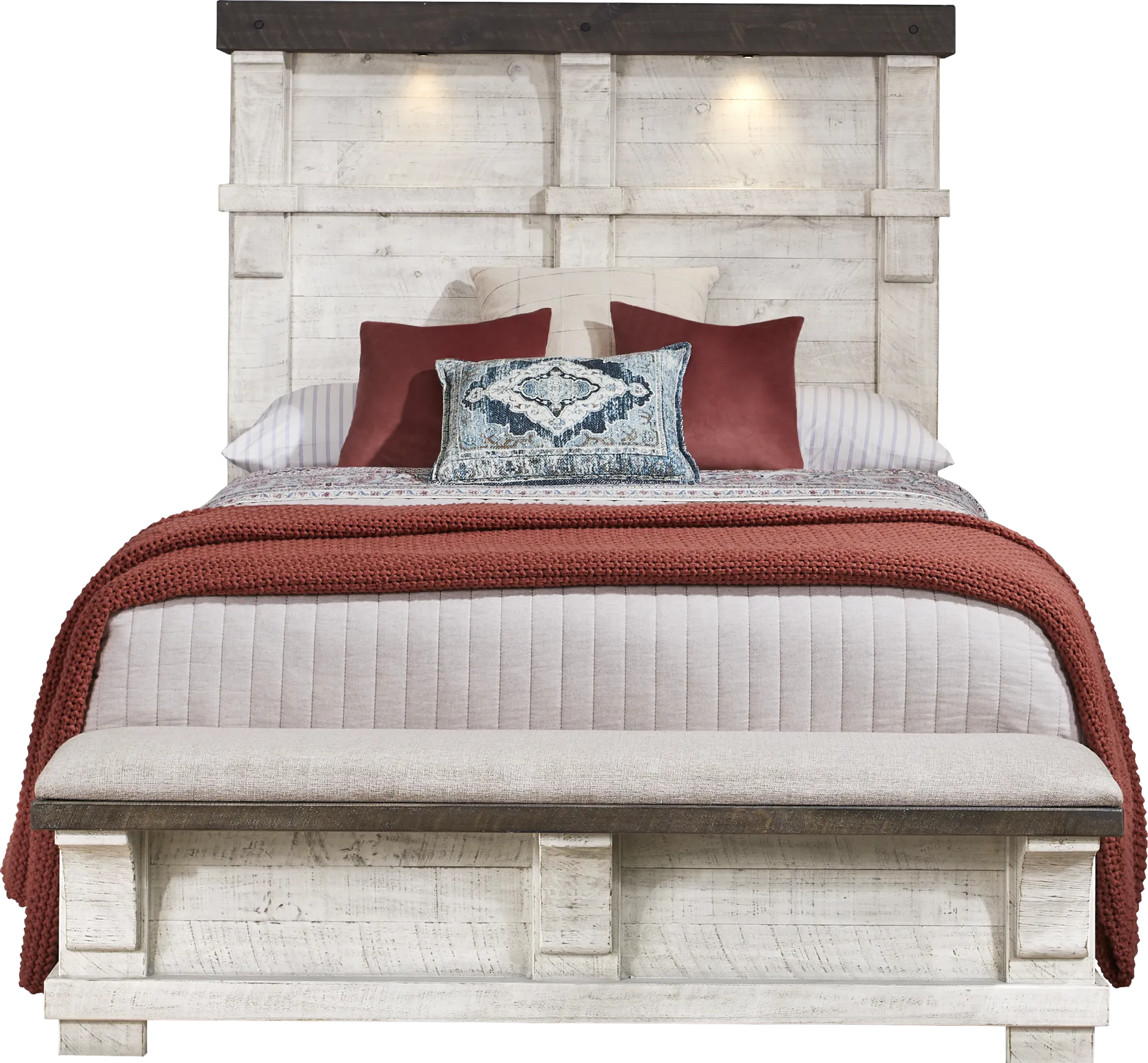 Bretten Crossing White 3 Pc King Bench Bed - Image 1