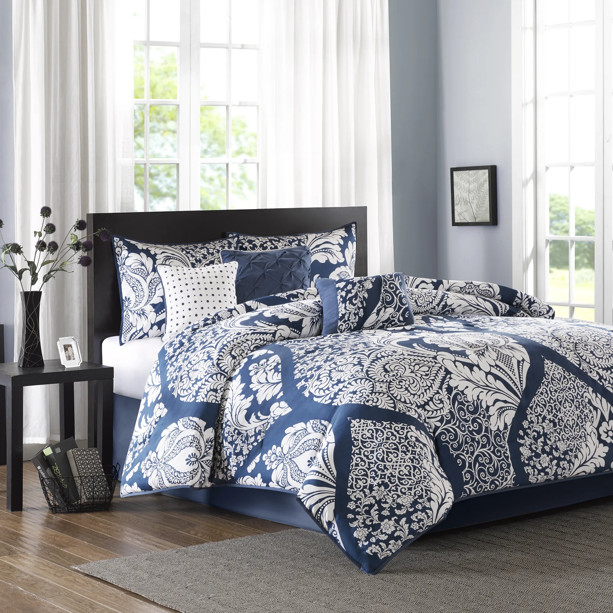 Hedwige Blue 7 Pc California King Comforter Set - Thumbnail - Image 2