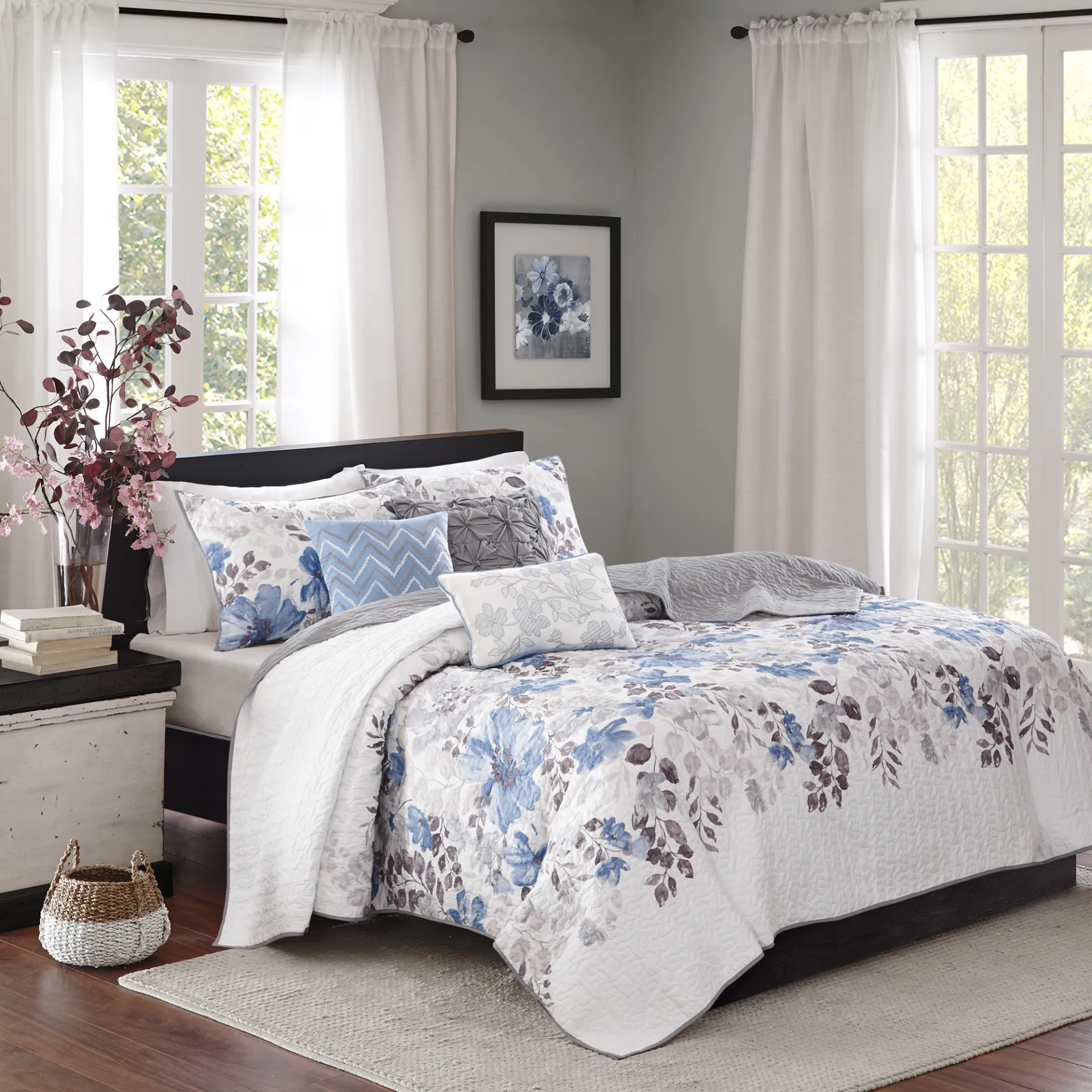 Keudel Blue 6 Pc Full/Queen Coverlet Set - Image 1