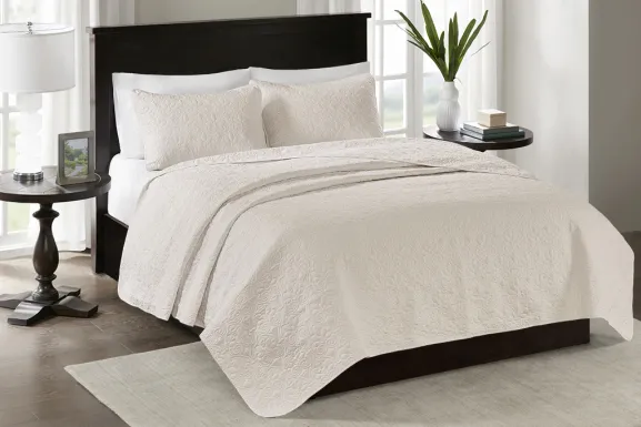 Lafourche Cream 3 Pc Full/Queen Coverlet Set