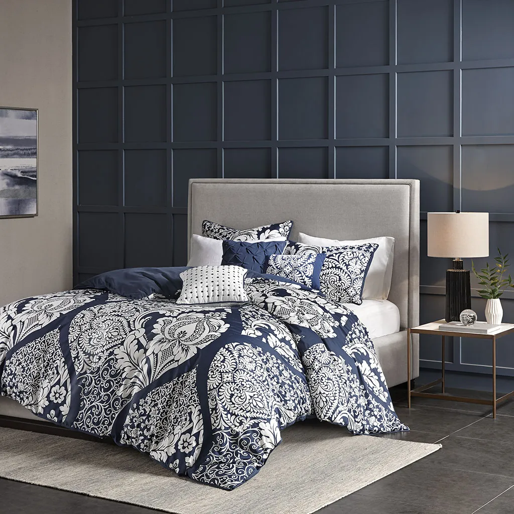 Hedwige Blue 6 Pc Full/Queen Duvet Set - Image 1