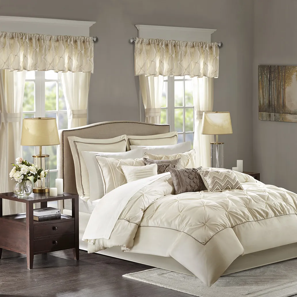 Opelusas Ivory 24 Pc California King Bedding Set - Image 1