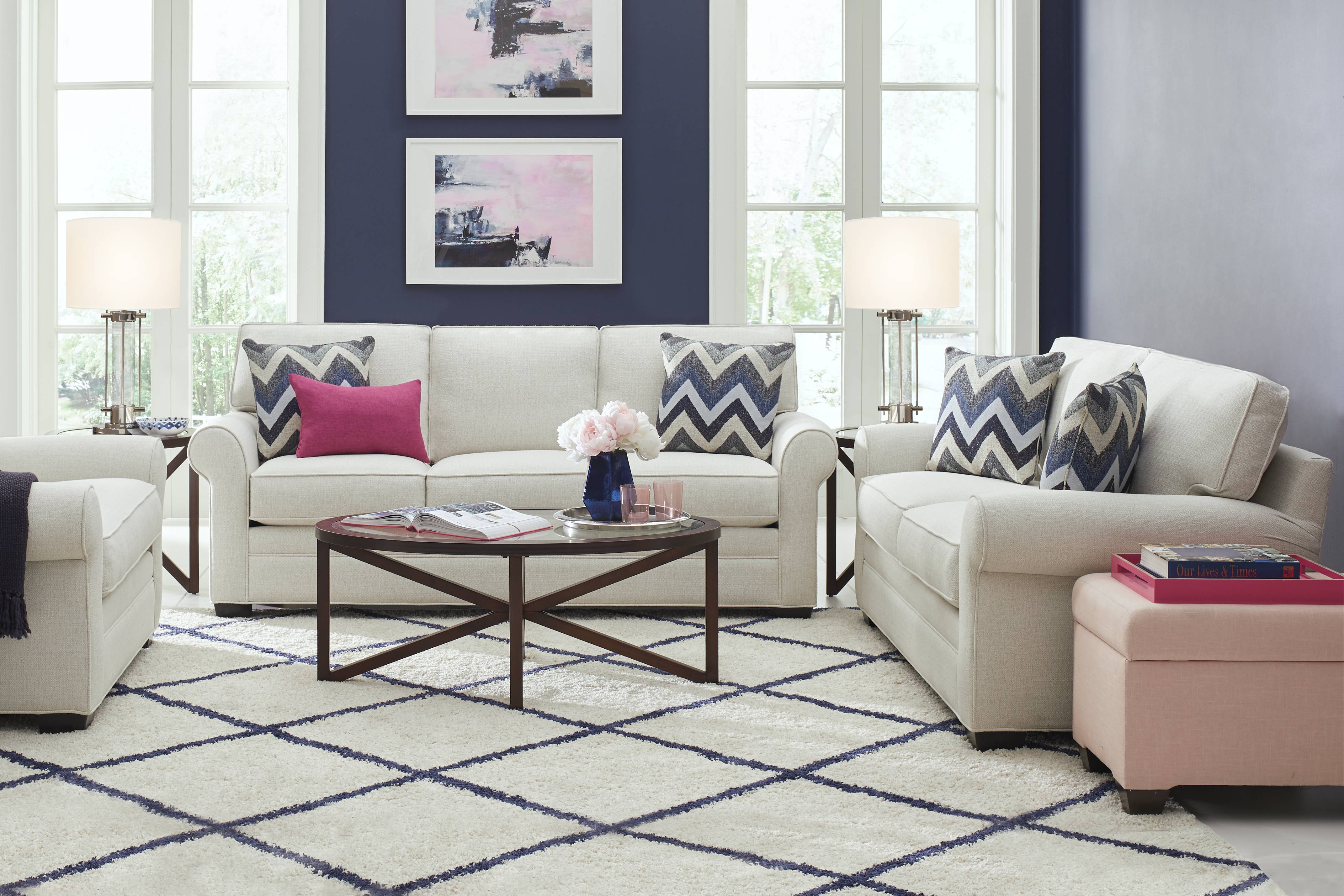 Bellingham Off-White Textured 7 Pc Living Room - Thumbnail - Image 1