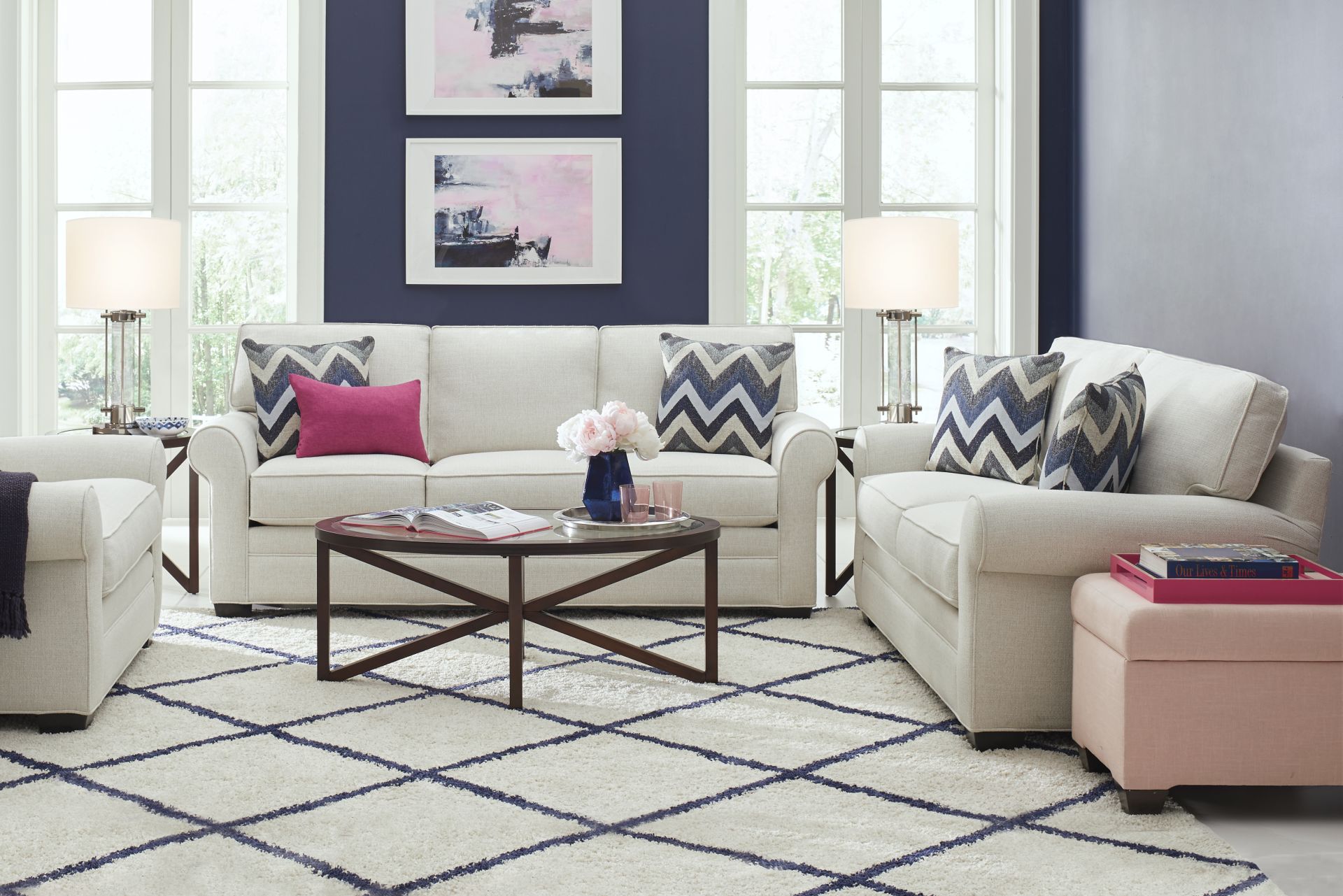 Bellingham Off-White Textured 7 Pc Living Room - Image 1