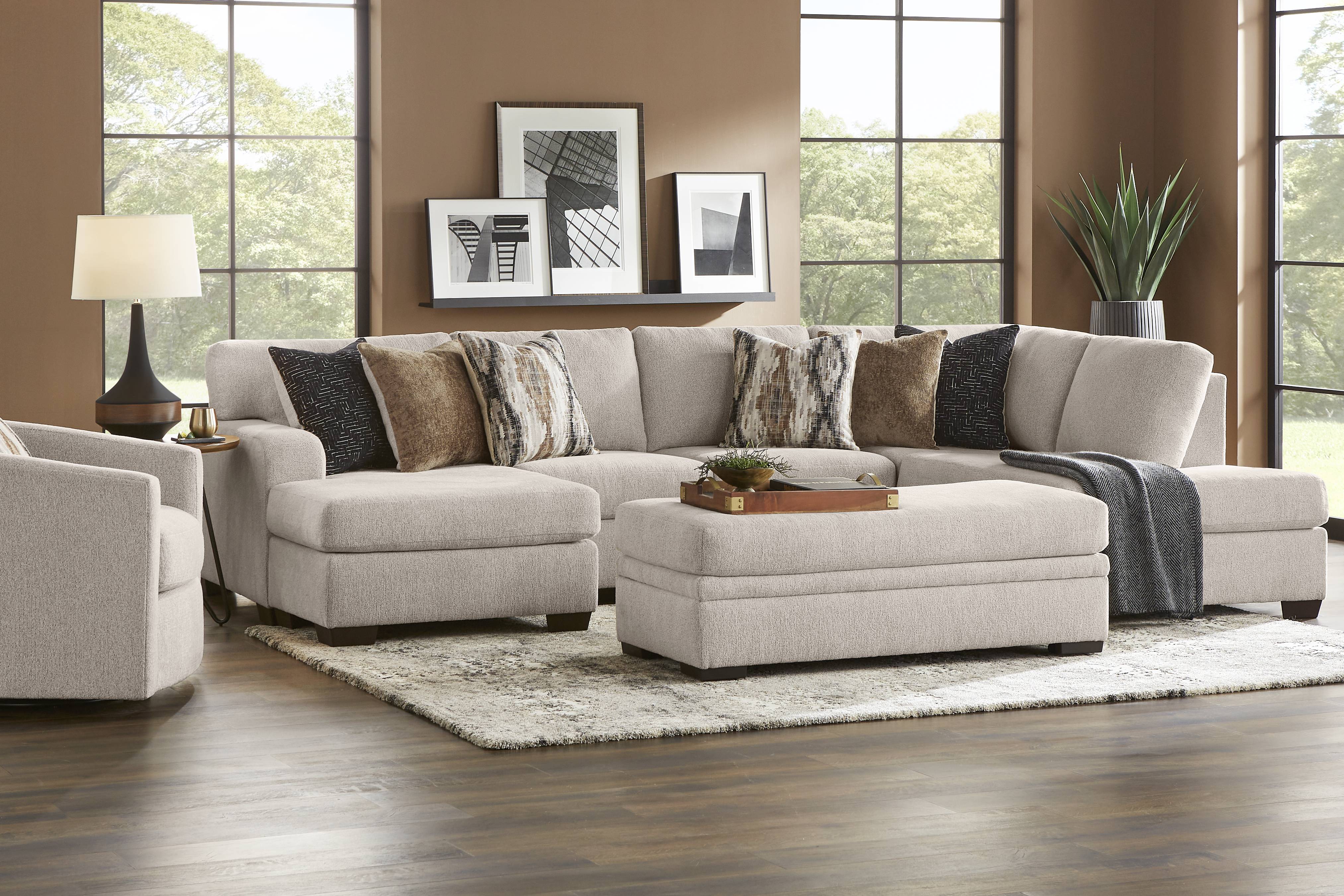 Wildwood Grove Beige 3 Pc Sectional Living Room - Thumbnail - Image 1