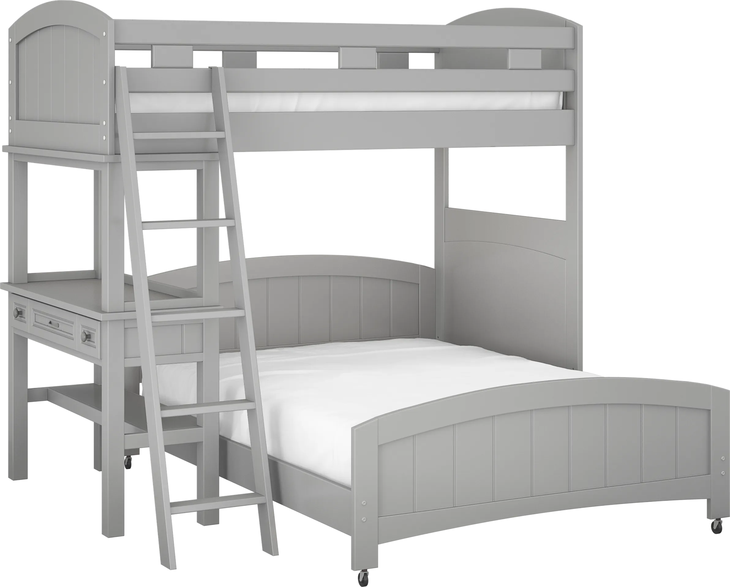 Kids Cottage Colors Gray Twin/Full Loft Bed with Desk - Thumbnail - Image 1