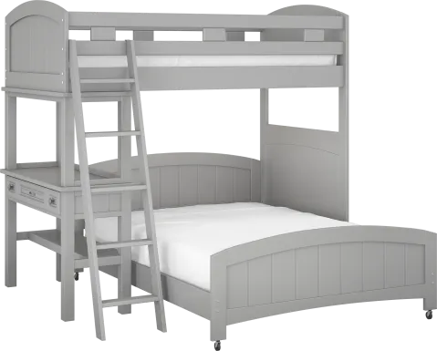 Kids Cottage Colors Gray Twin/Full Loft Bed with Desk
