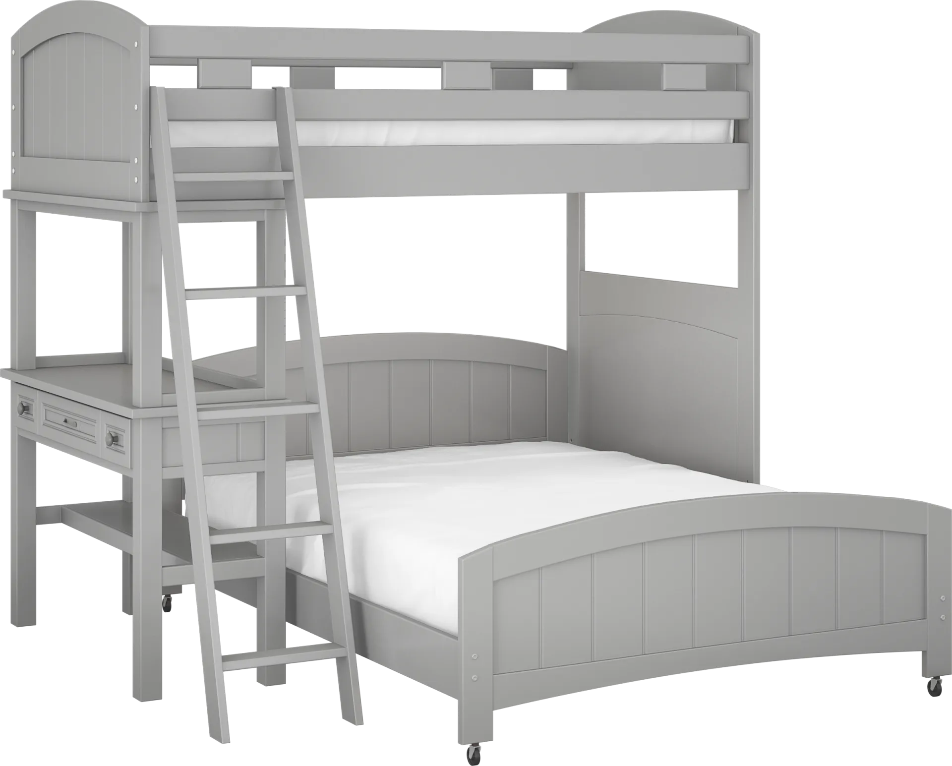 Kids Cottage Colors Gray Twin/Full Loft Bed with Desk - Image 1