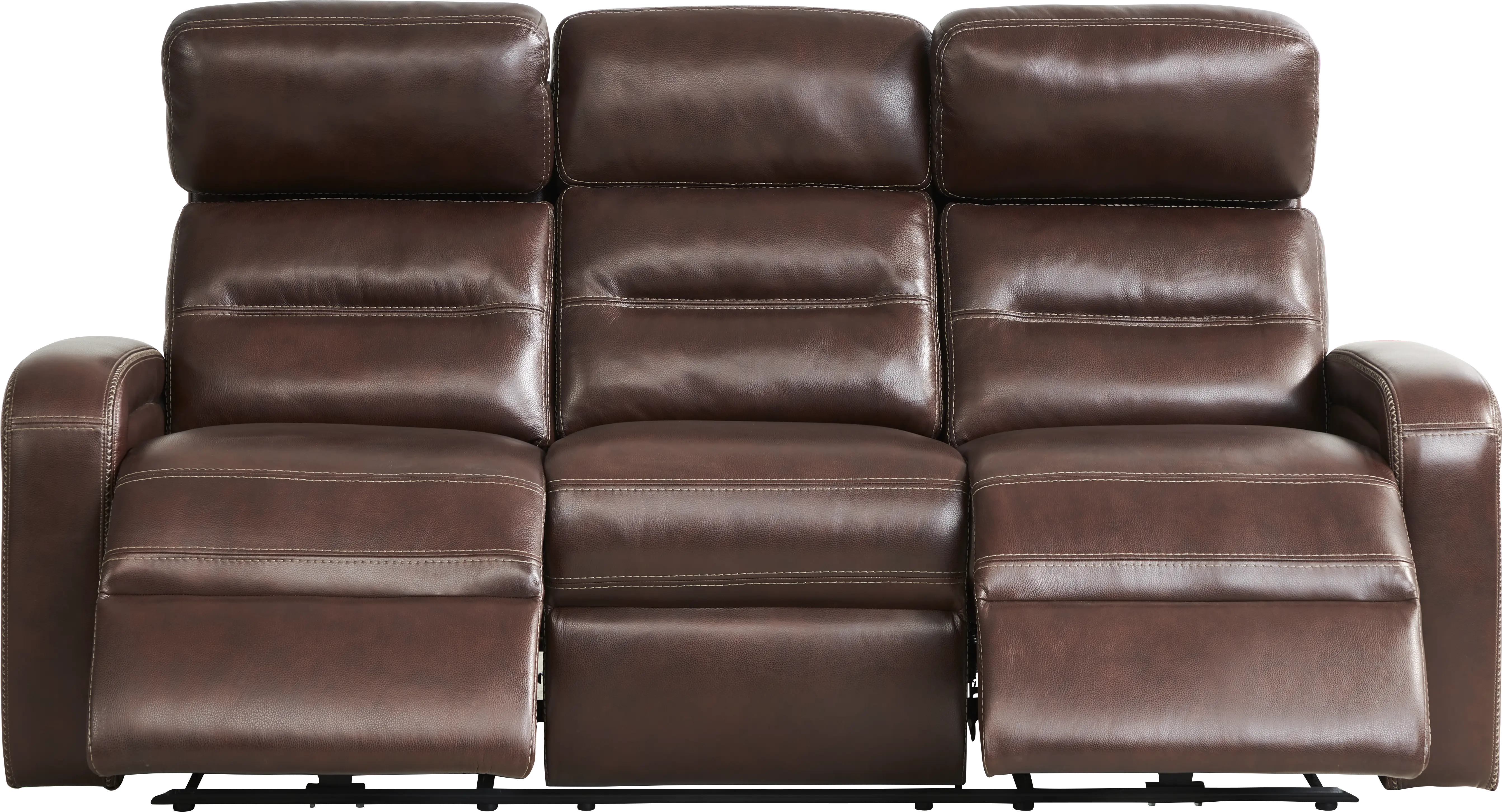 Sierra Madre Brown Leather Dual Power Reclining Sofa - Thumbnail - Image 1