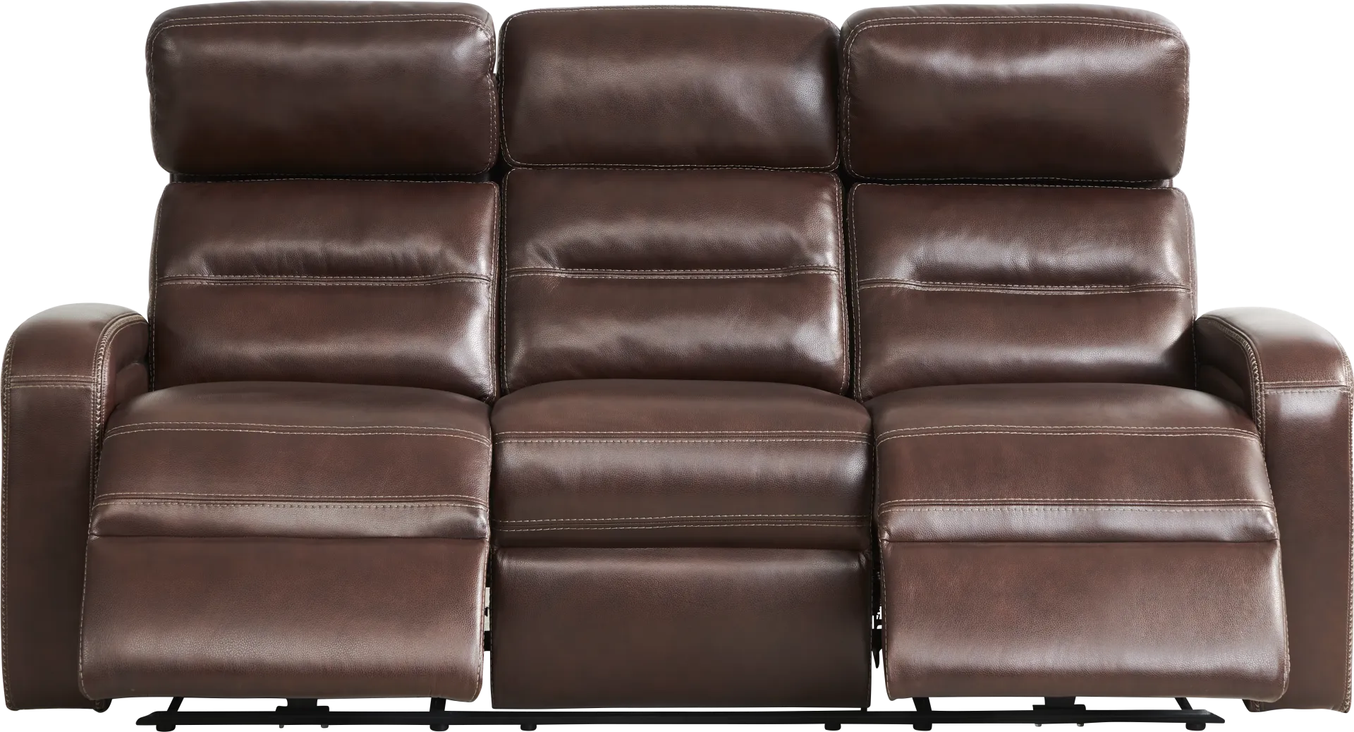 Sierra Madre Brown Leather Dual Power Reclining Sofa - Image 1
