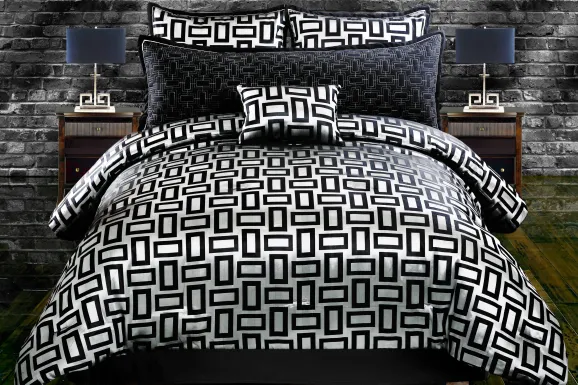 Aspunwall Black Silver 5 Pc King Comforter Set
