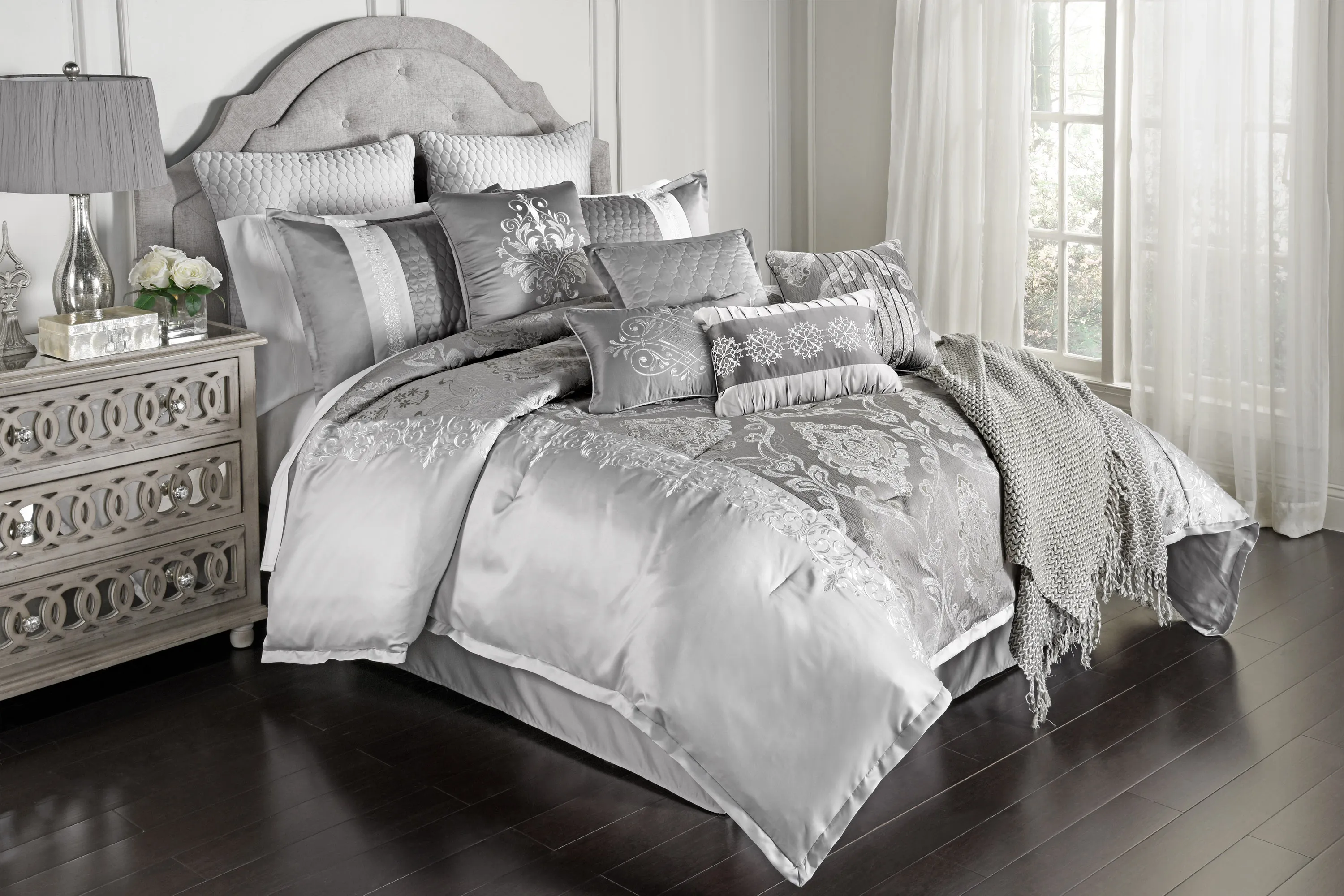 Anseor Gray 12 Pc King Comforter Set - Thumbnail - Image 2