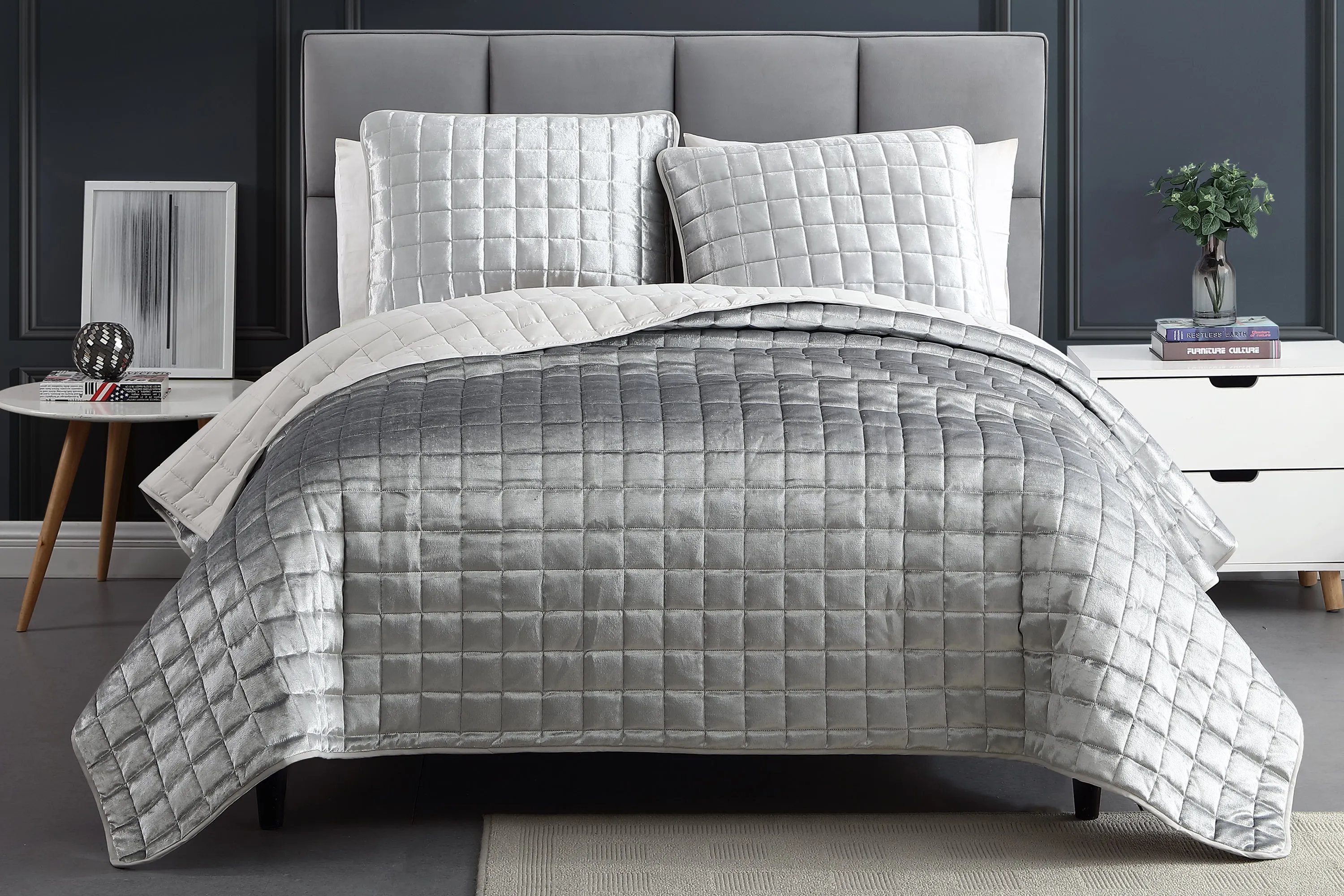 Constock Silver 3 Pc Queen Coverlet Set - Thumbnail - Image 2