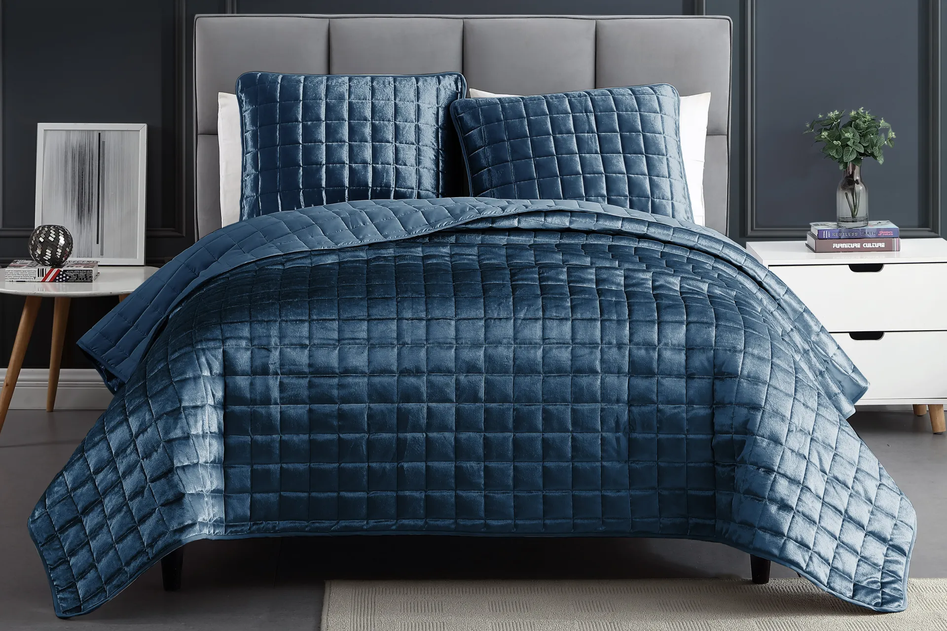 Constock Blue 3 Pc King Coverlet Set - Image 1