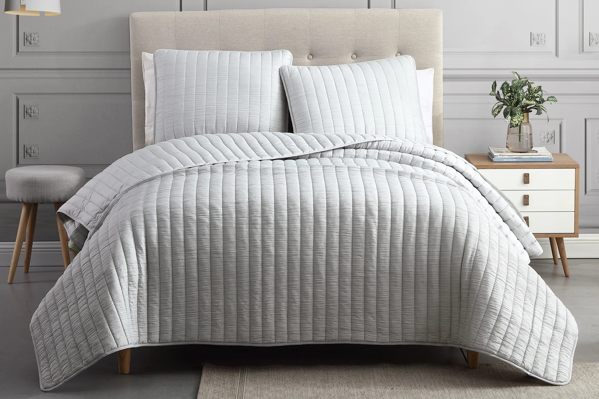 Corvair Light Gray 3 Pc Queen Coverlet Set - Image 1