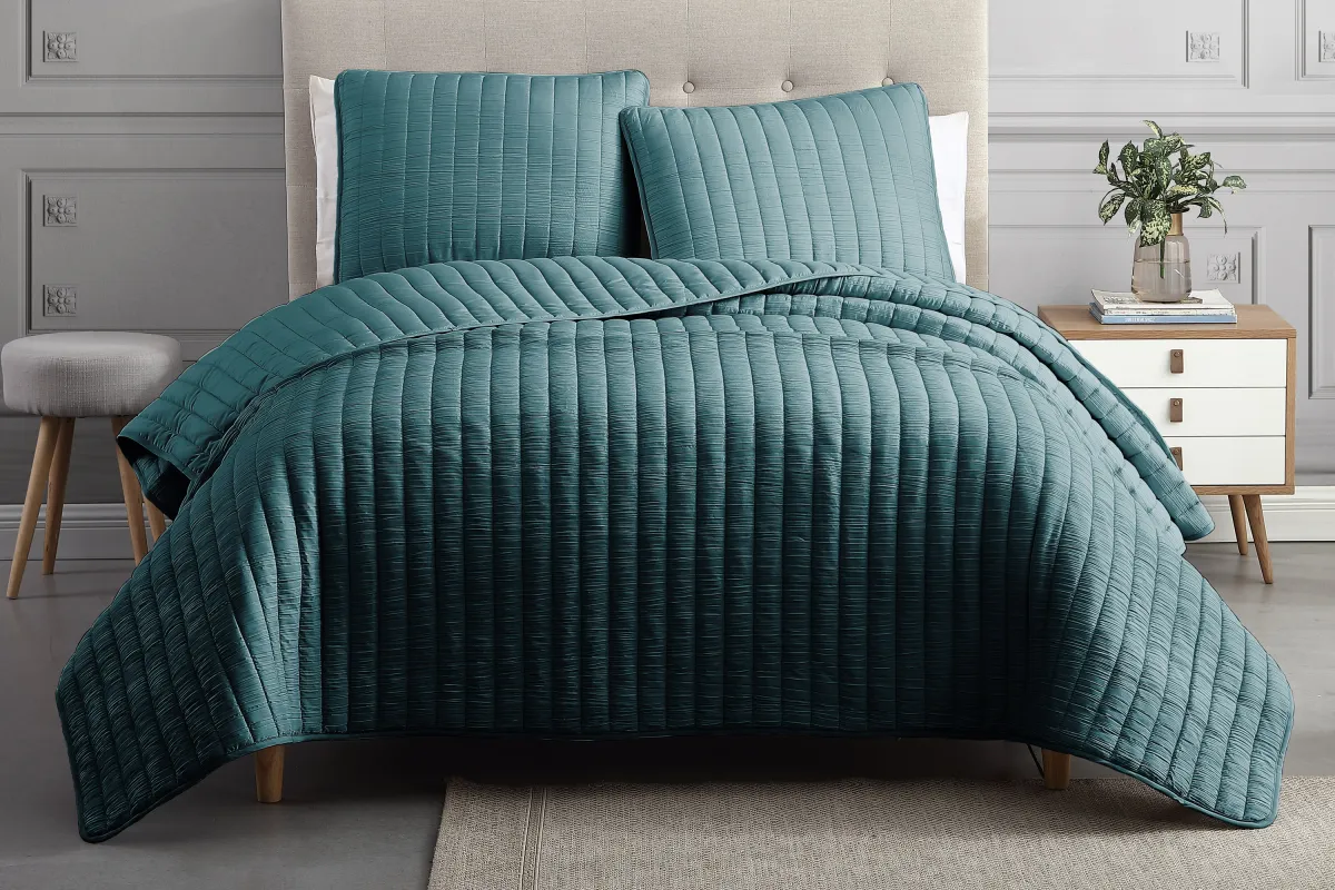 Corvair Teal 3 Pc King Coverlet Set