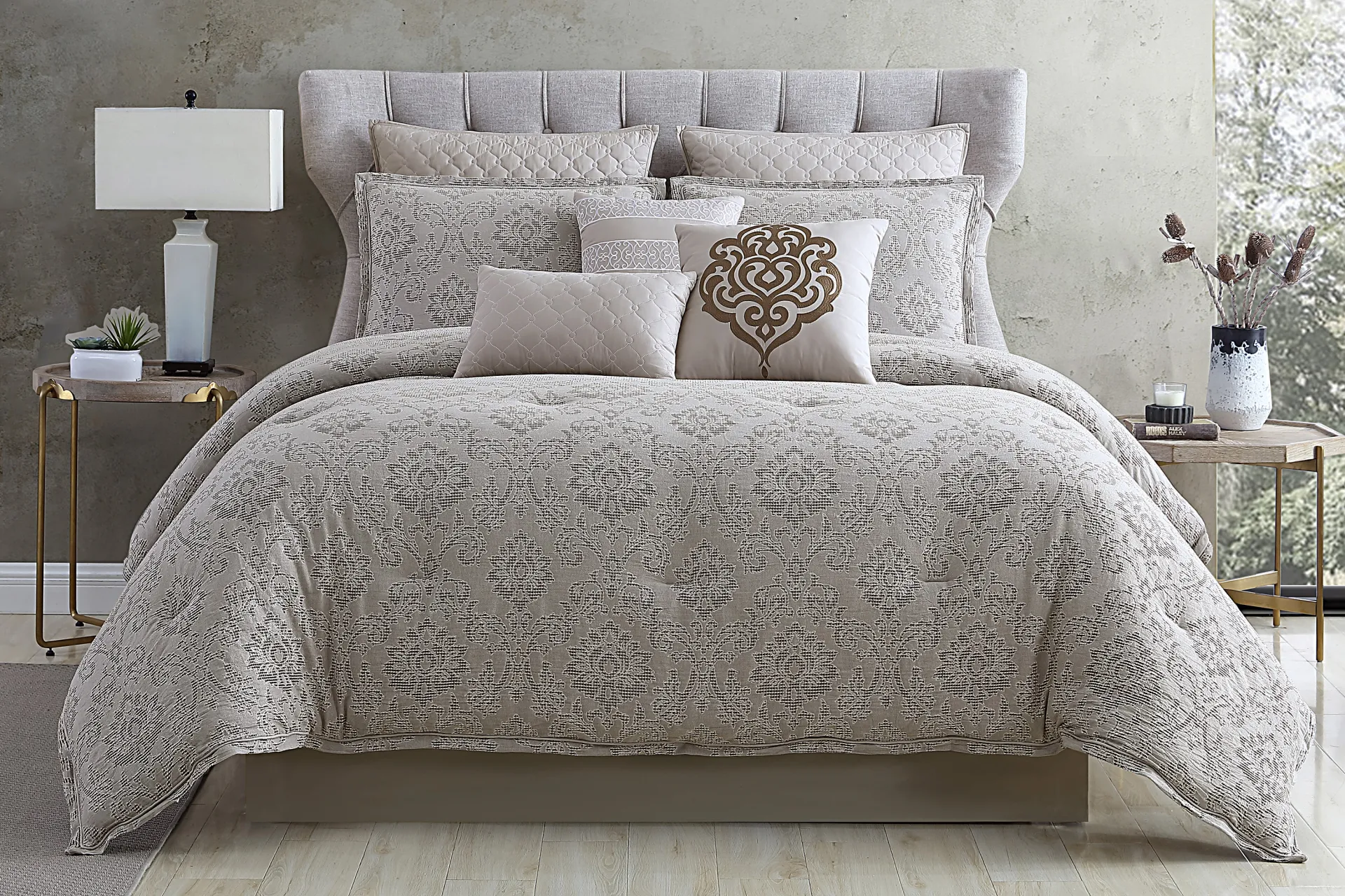 Defremeny Beige 10 Pc King Comforter Set - Image 1