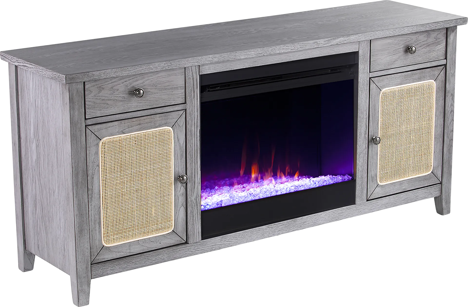Welford I Gray 58 in. Console with Color Changing Fireplace - Image 1