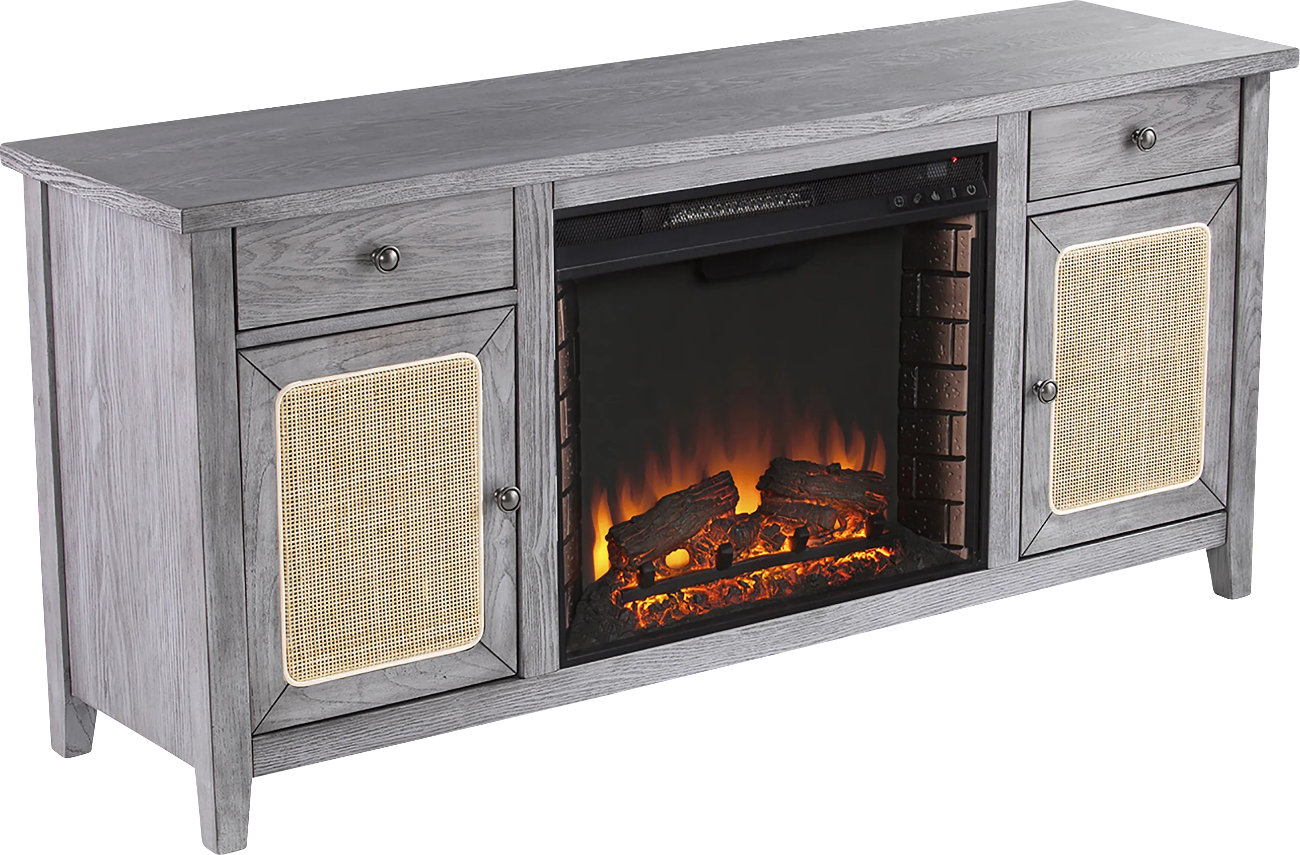 Welford II Gray 58 in. Console with Electric Fireplace - Thumbnail - Image 1