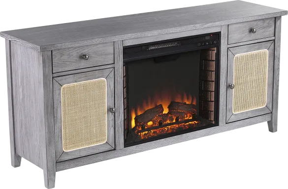 Welford II Gray 58 in. Console with Electric Fireplace