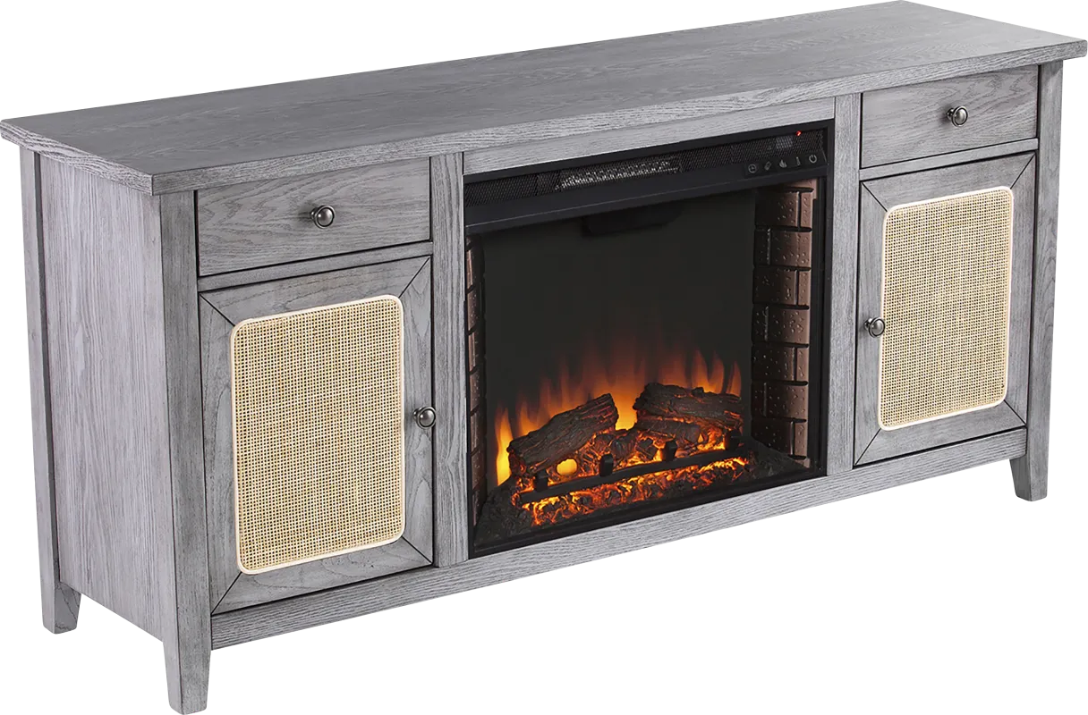 Welford II Gray 58 in. Console with Electric Fireplace
