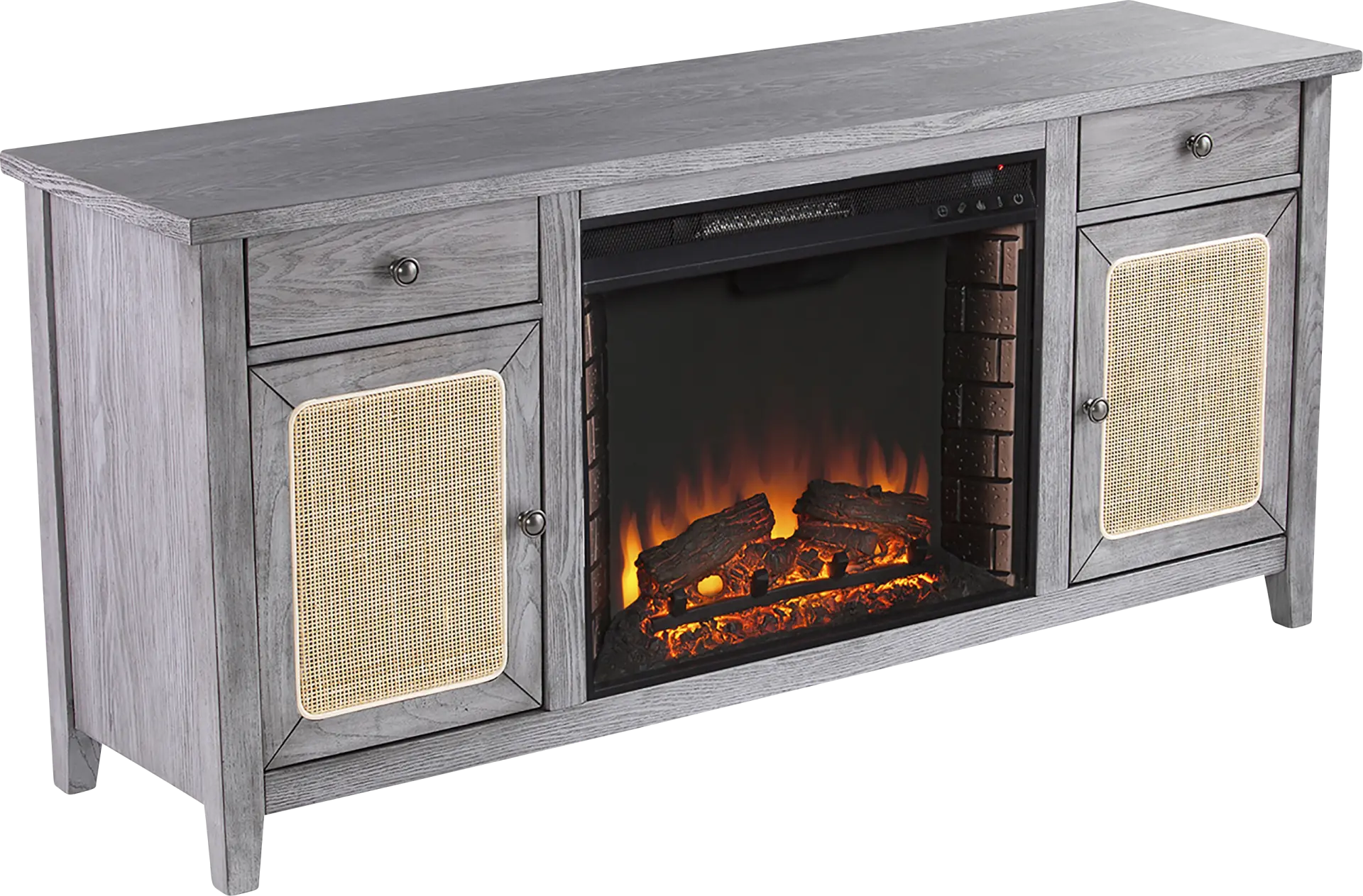 Welford II Gray 58 in. Console with Electric Fireplace