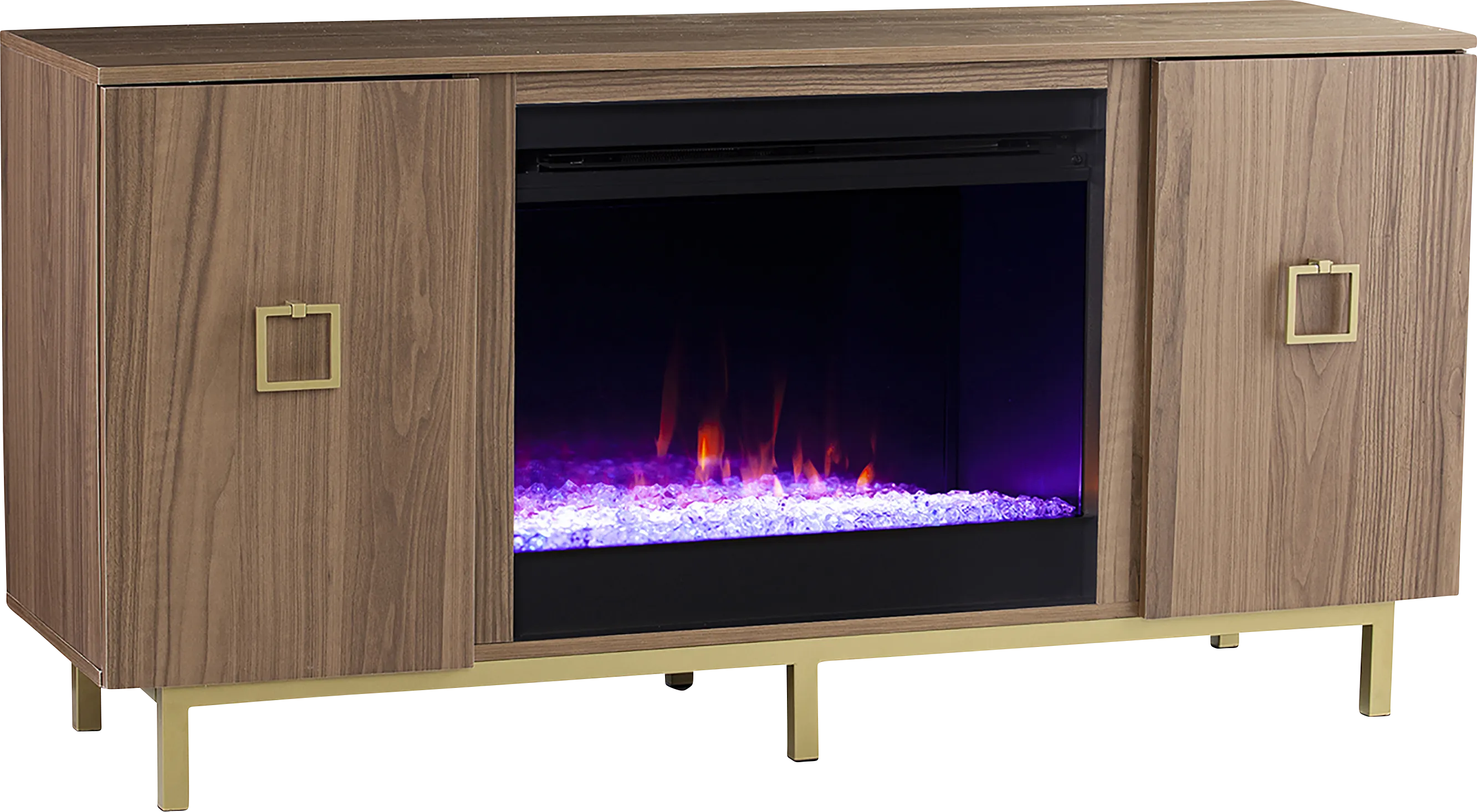 Columbiana I Natural 54 in. Console with Color Changing Fireplace