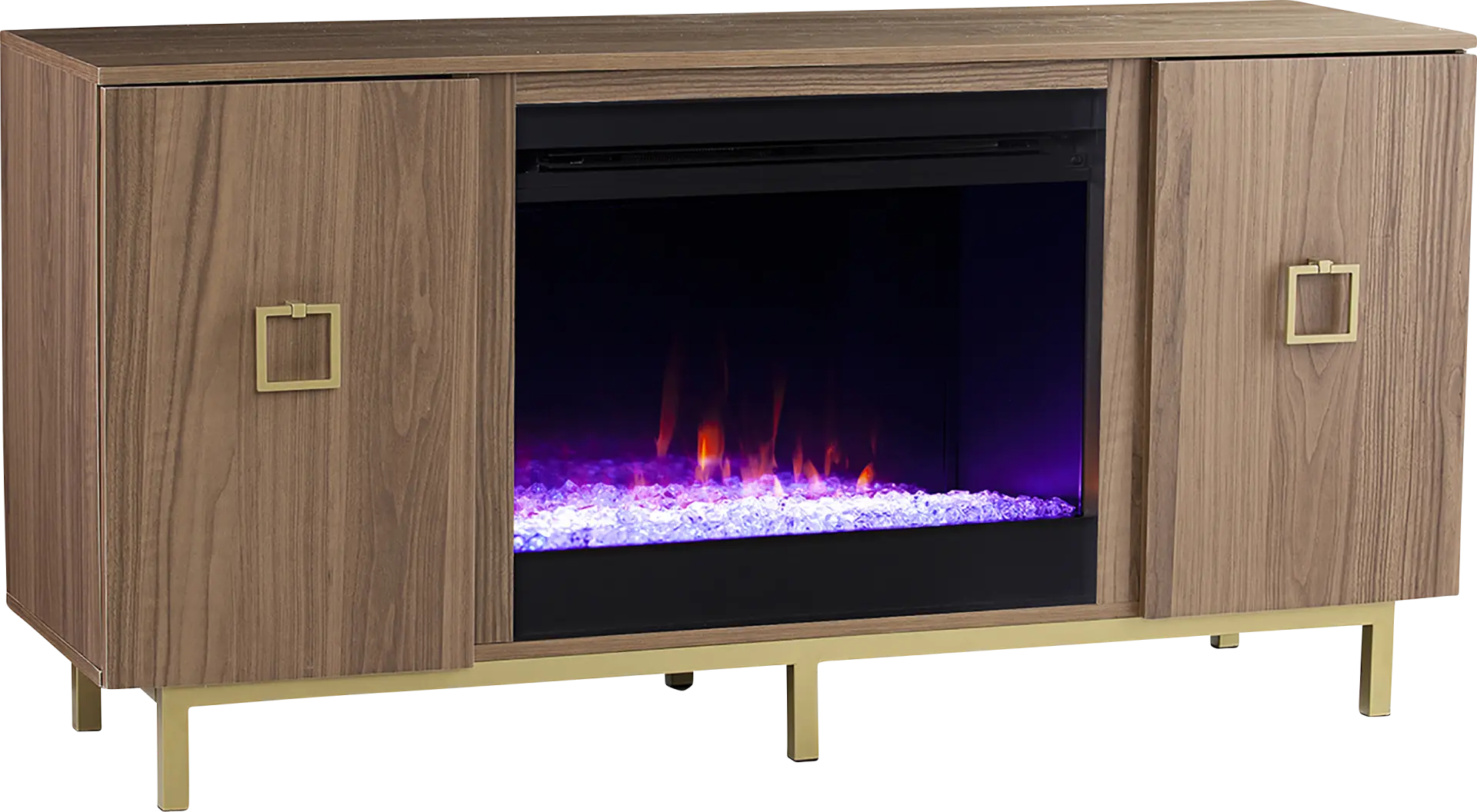 Columbiana I Natural 54 in. Console with Color Changing Fireplace