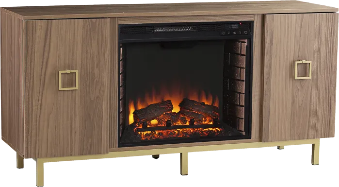 Columbiana II Natural 54 in. Console with Electric Fireplace Electric Fireplace