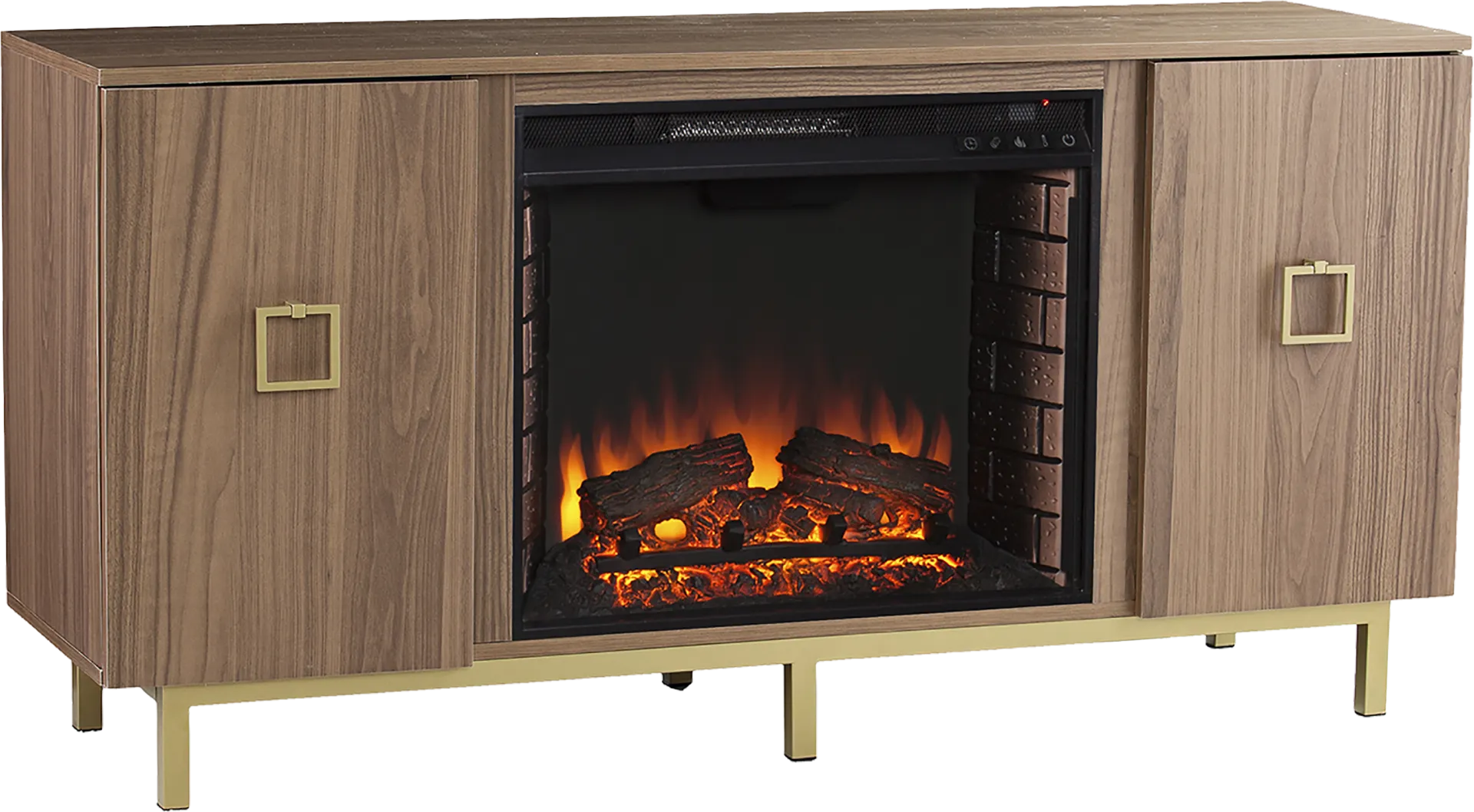 Columbiana II Natural 54 in. Console with Electric Fireplace Electric Fireplace - Image 1