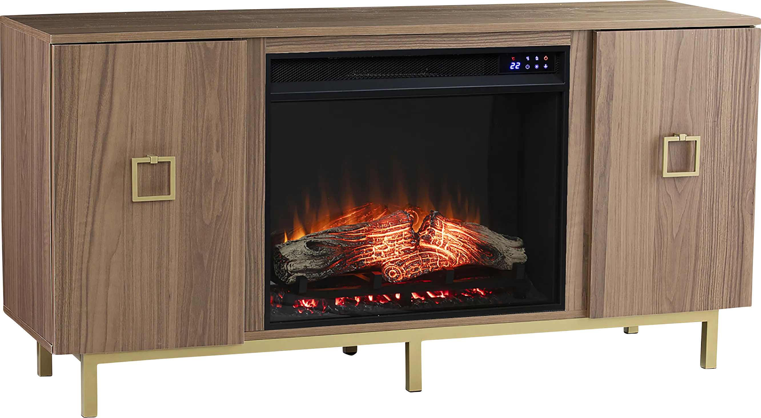 Columbiana IV Natural 54 in. Console with Touch Panel Electric Fireplace - Thumbnail - Image 1