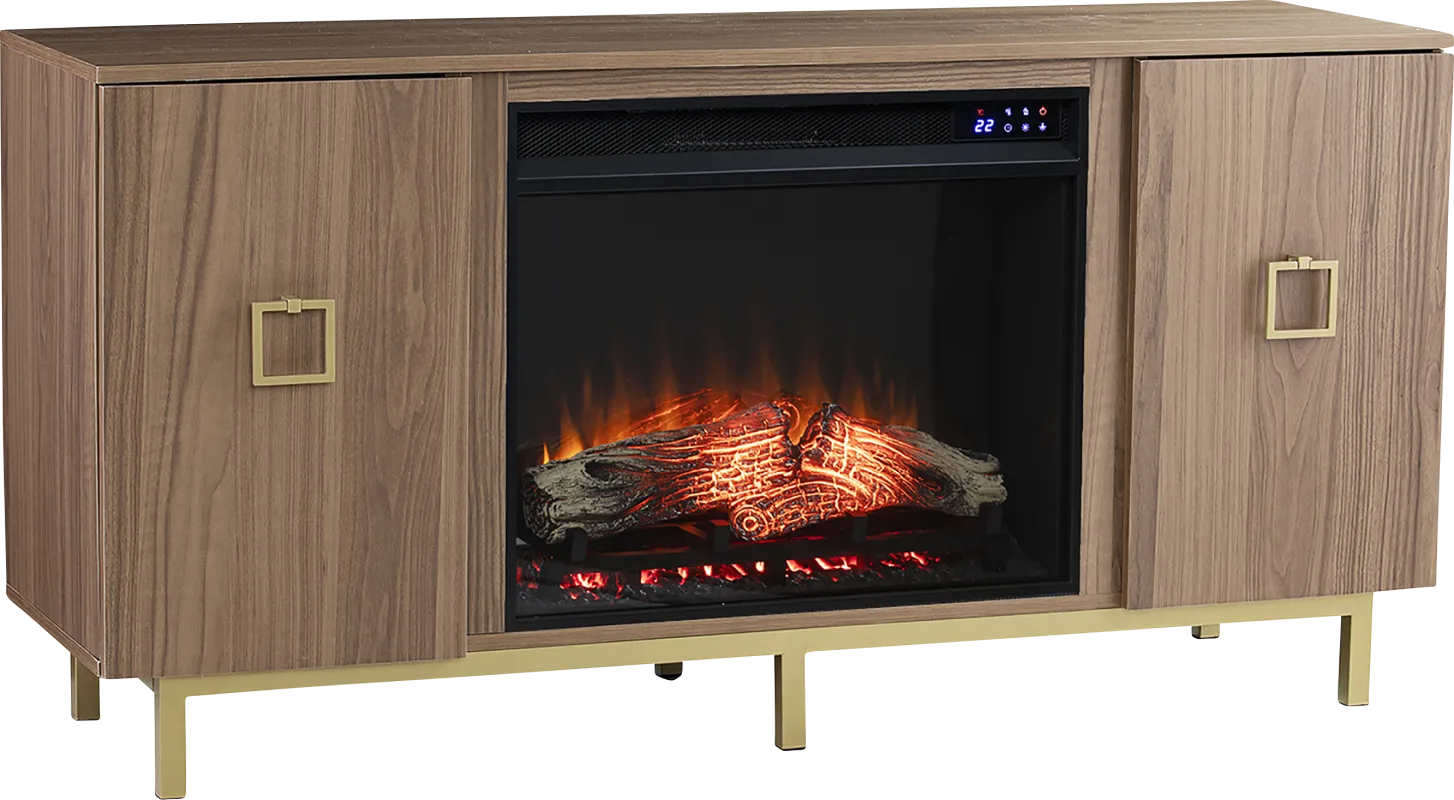Columbiana IV Natural 54 in. Console with Touch Panel Electric Fireplace