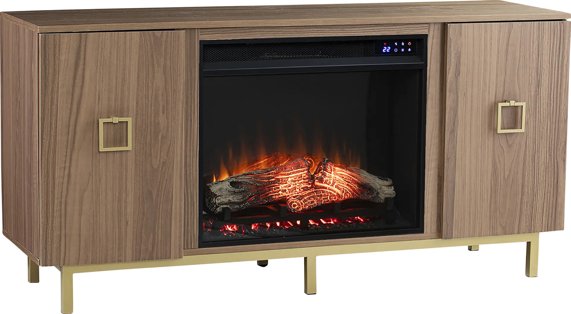 Columbiana IV Natural 54 in. Console with Touch Panel Electric Fireplace
