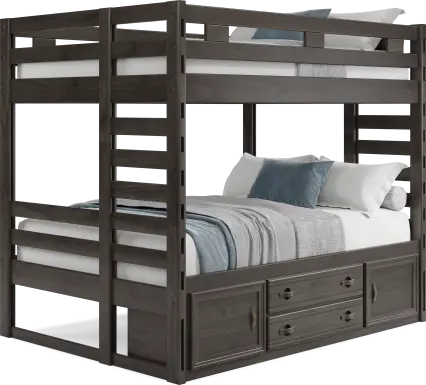 Kids Creekside 2.0 Charcoal Full/Full Bunk Bed with Storage Side Rail