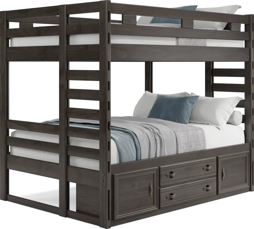 Kids Creekside 2.0 Charcoal Full/Full Bunk Bed with Storage Side Rail