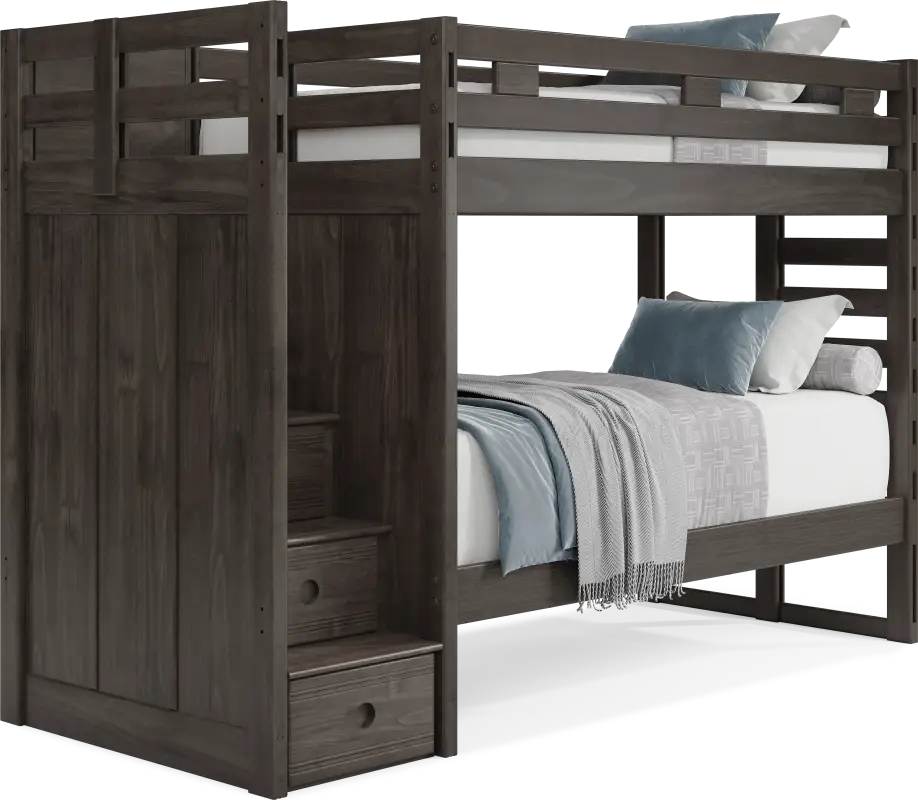 Kids Creekside 2.0 Charcoal Twin/Twin Step Bunk Bed