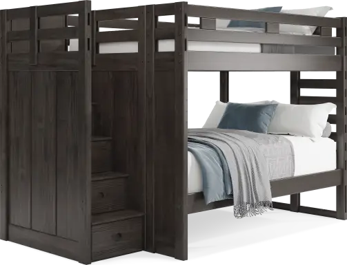 Kids Creekside 2.0 Charcoal Full/Full Step Bunk Bed