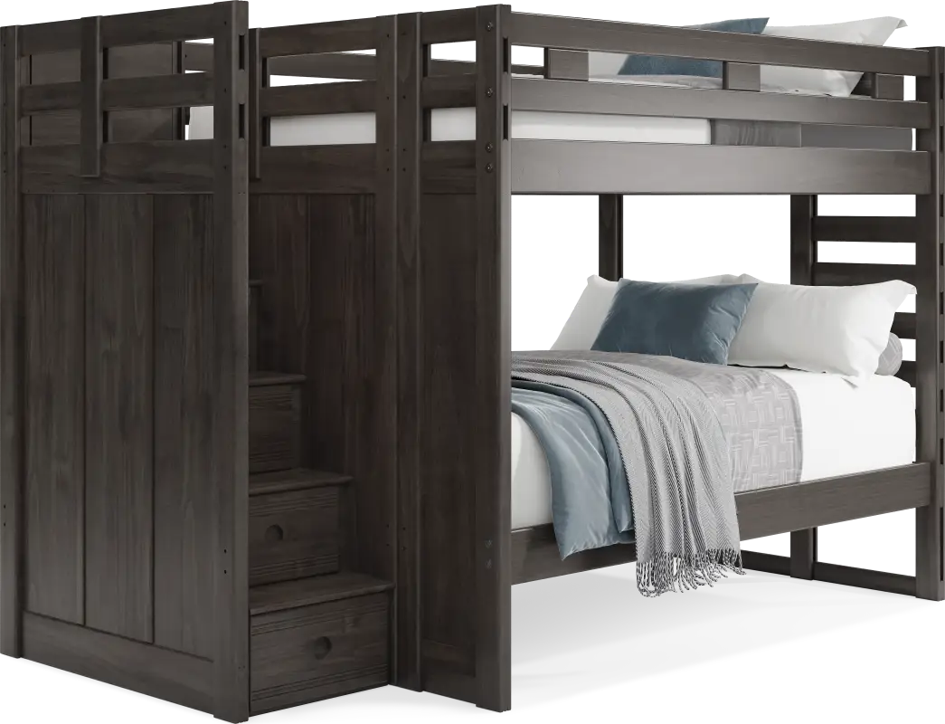 Kids Creekside 2.0 Charcoal Full/Full Step Bunk Bed