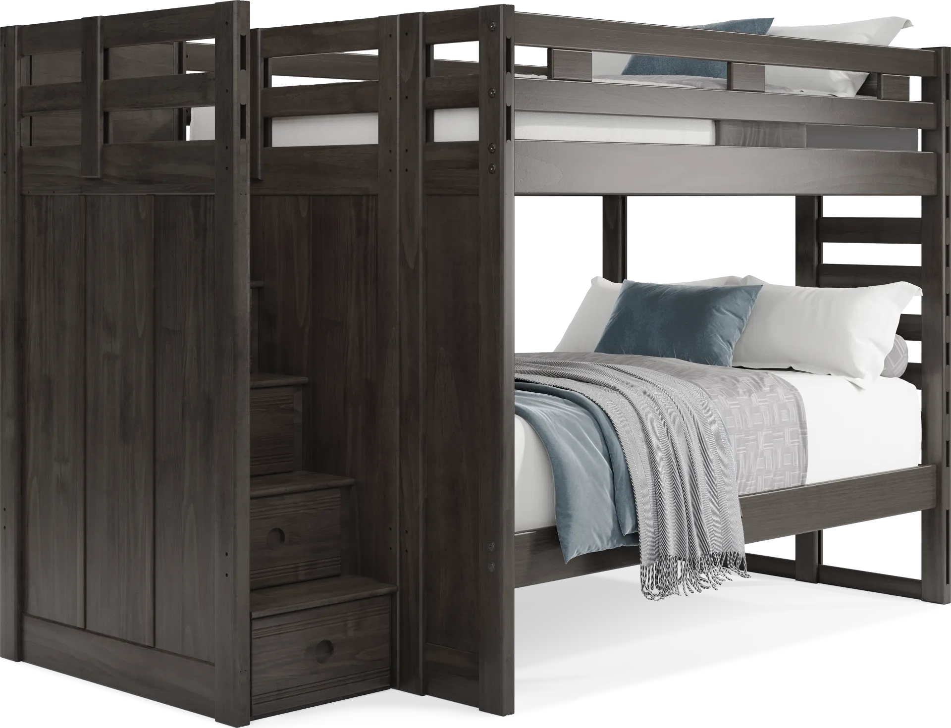 Kids Creekside 2.0 Charcoal Full/Full Step Bunk Bed - Image 1