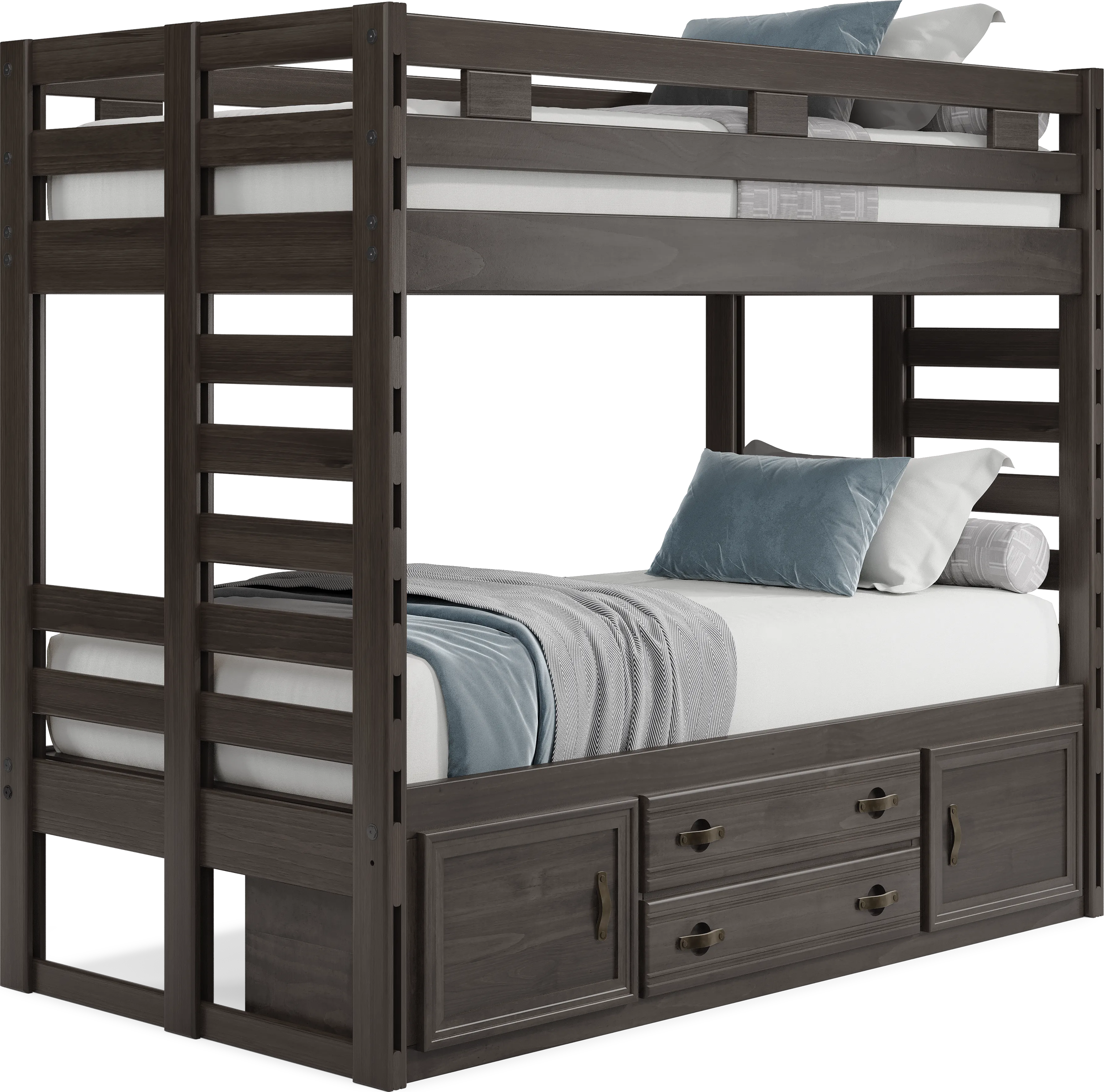 Kids Creekside 2.0 Charcoal Twin/Twin Bunk Bed with Storage Side Rail - Thumbnail - Image 1