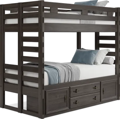 Kids Creekside 2.0 Charcoal Twin/Twin Bunk Bed with Storage Side Rail