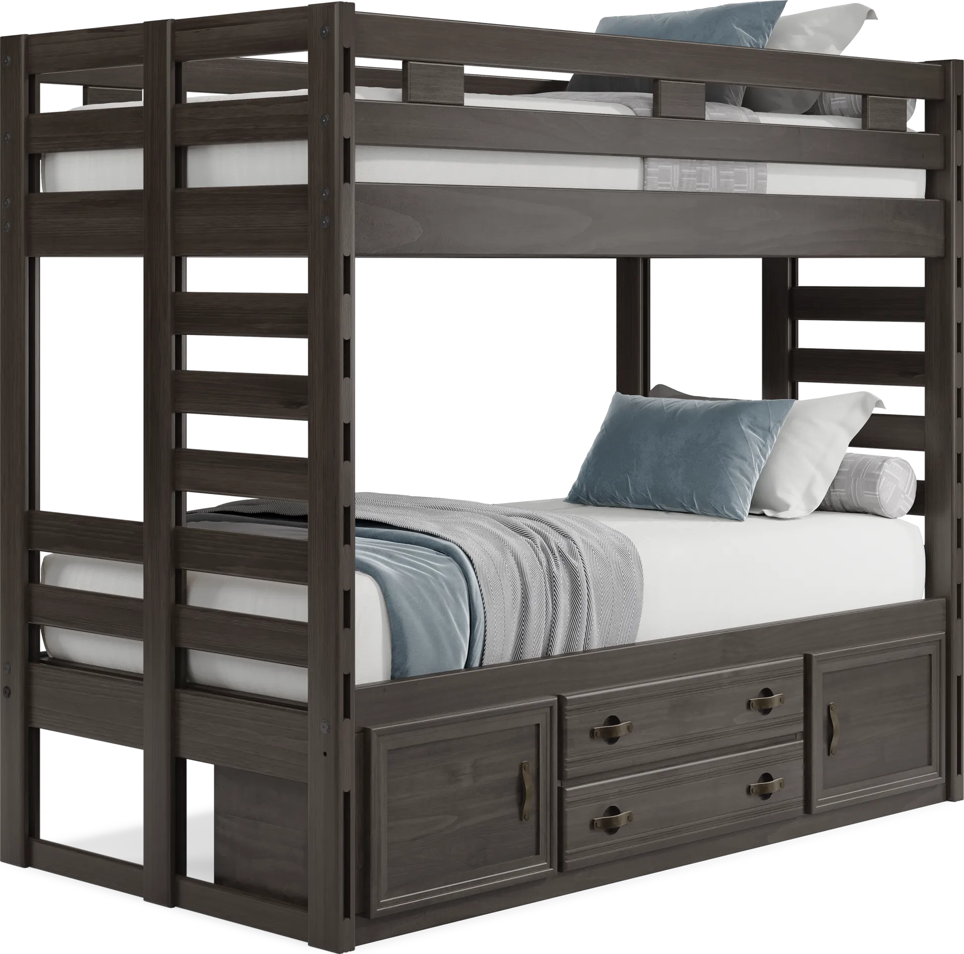 Kids Creekside 2.0 Charcoal Twin/Twin Bunk Bed with Storage Side Rail - Image 1