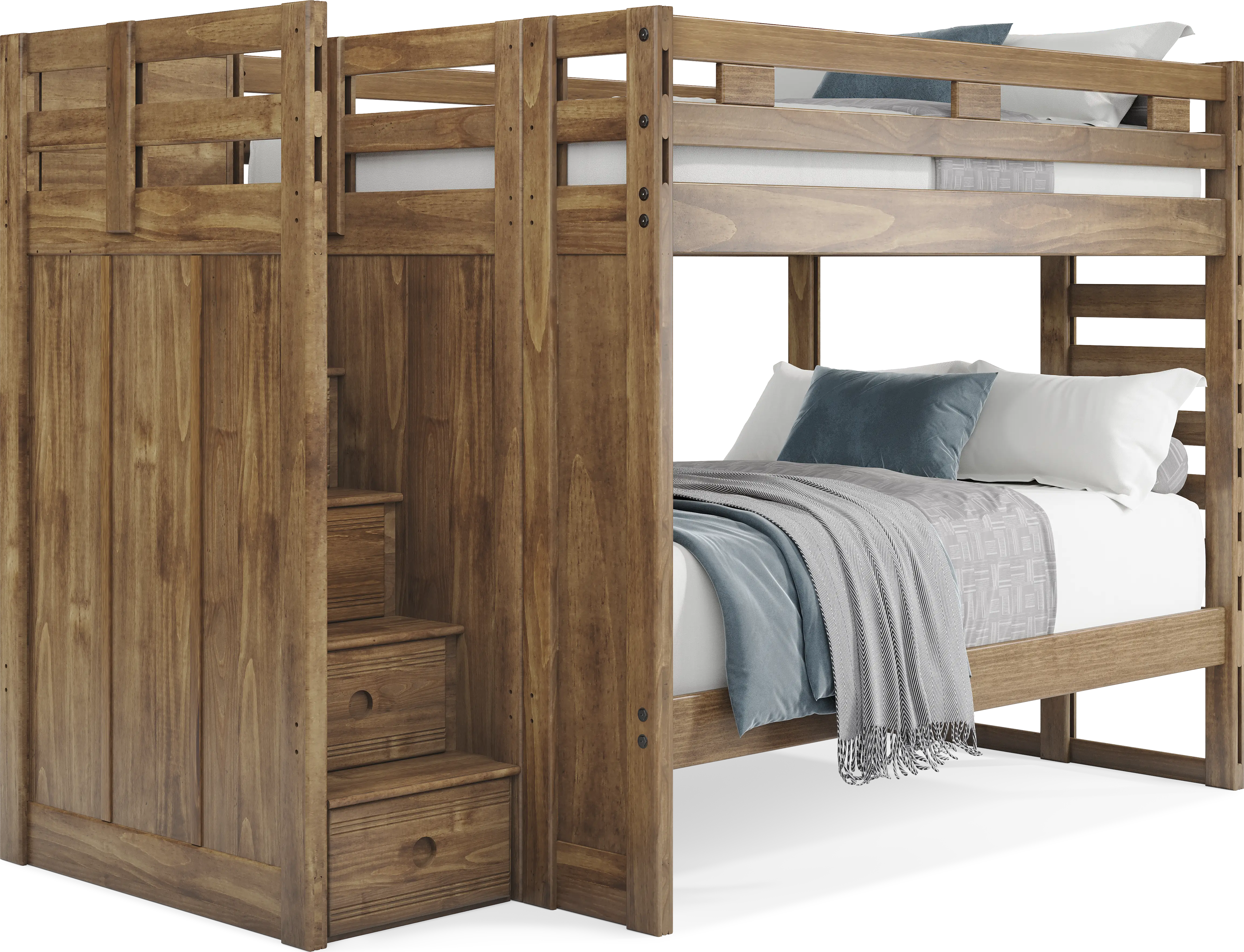 Kids Creekside 2.0 Chestnut Full/Full Step Bunk Bed - Thumbnail - Image 1