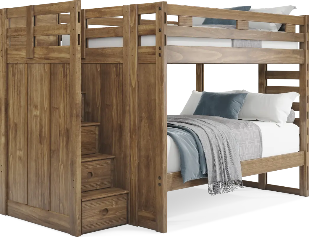 Kids Creekside 2.0 Chestnut Full/Full Step Bunk Bed