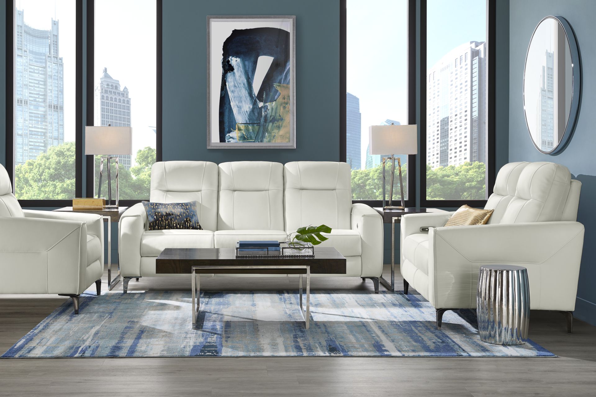 Parkside Heights White Leather Loveseat - Image 2