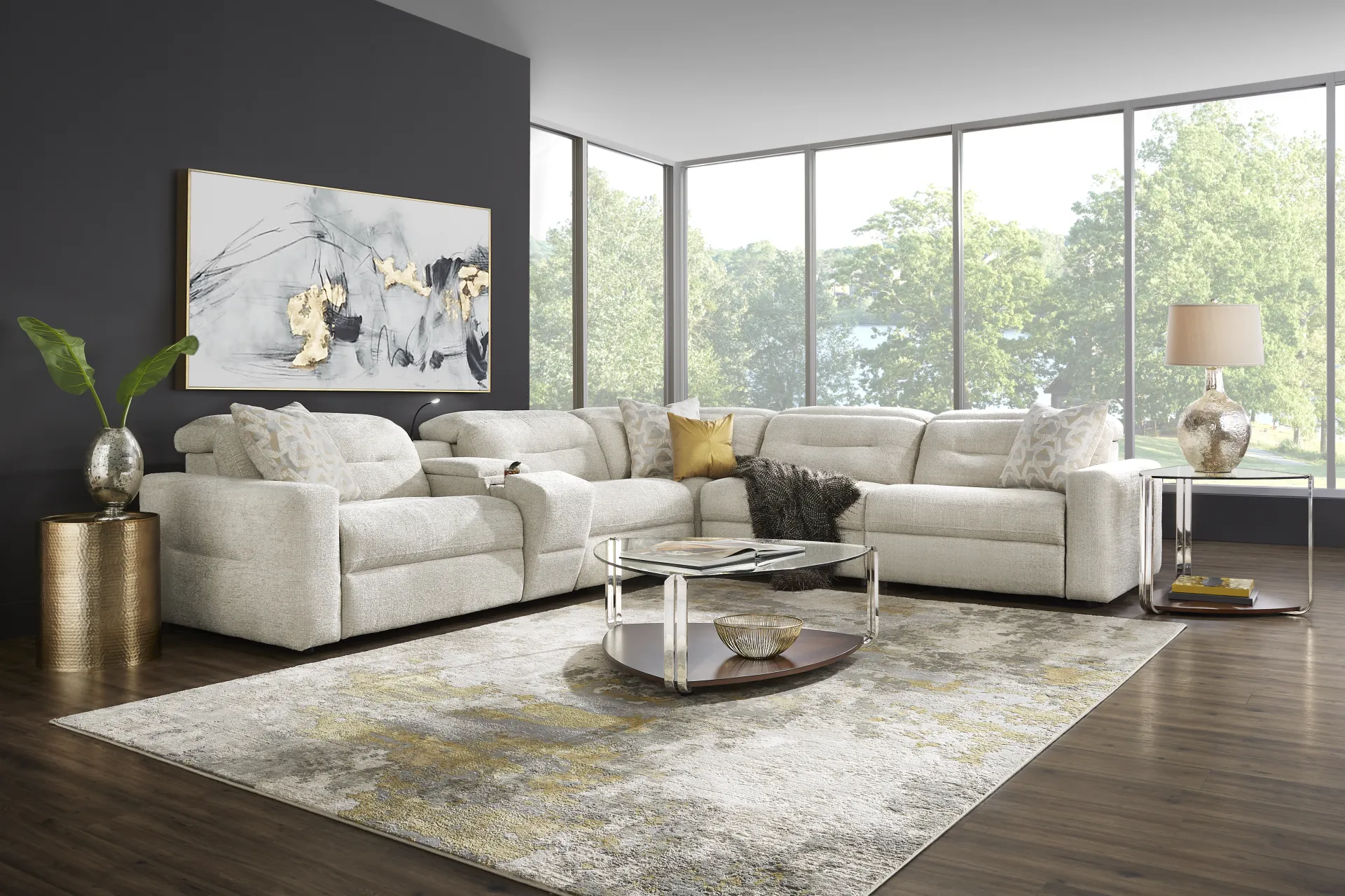 Belia Beige 6 Pc Dual Power Reclining Sectional - Image 1
