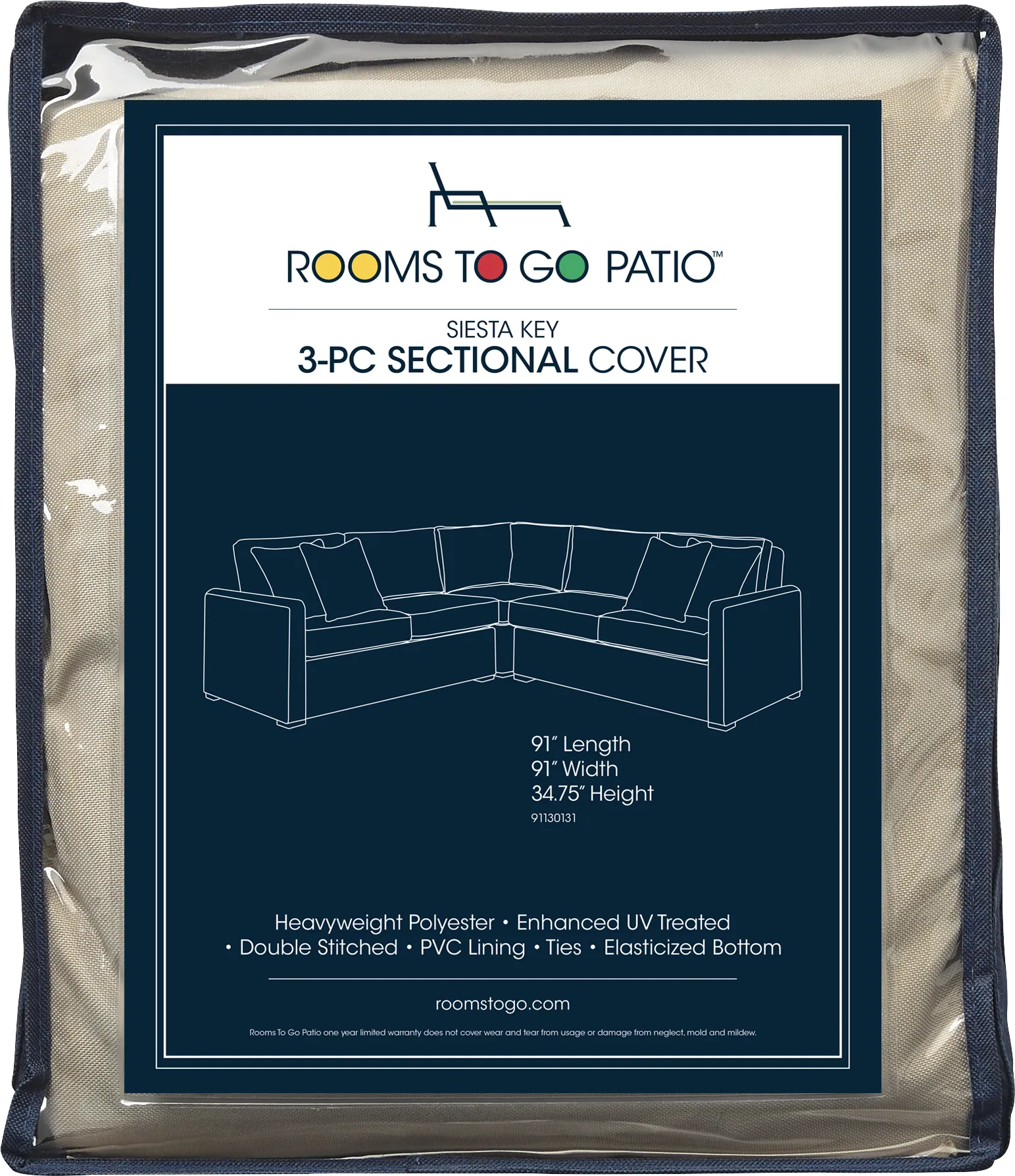 Siesta Key 3 Pc Patio Sectional Cover - Image 1