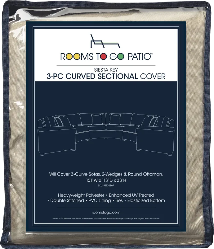 Siesta Key 3 Pc Patio Curved Sectional Cover